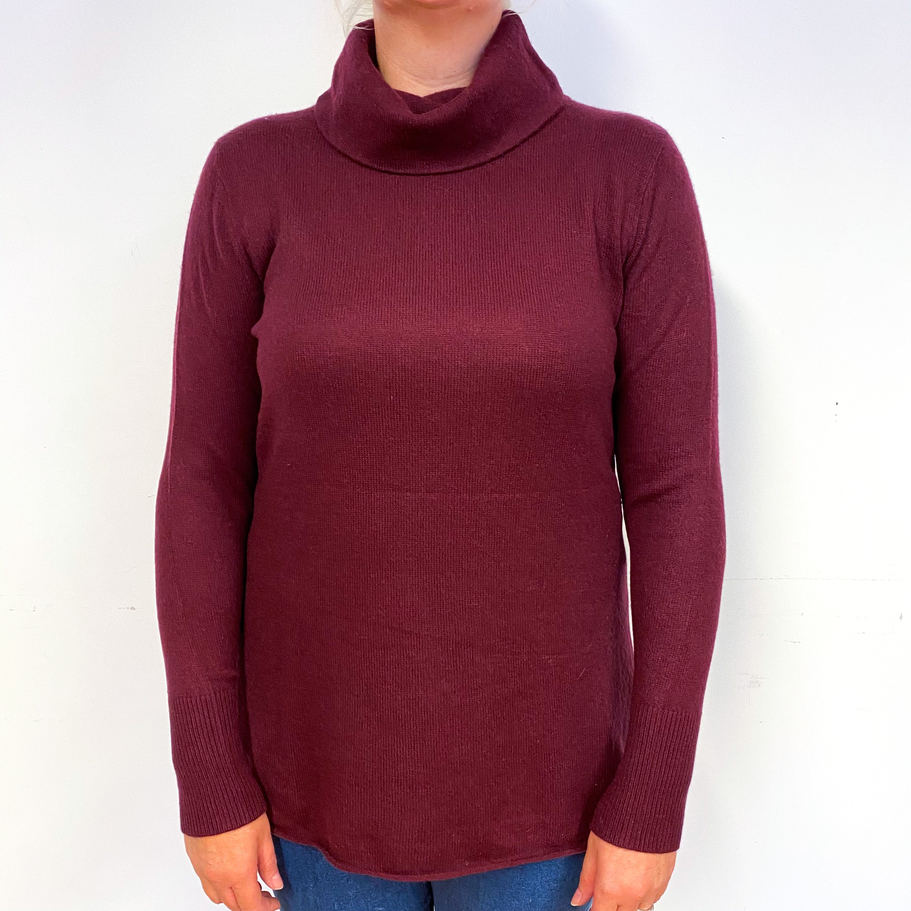 Mulberry Purple Cashmere Cowl Neck Jumper Large