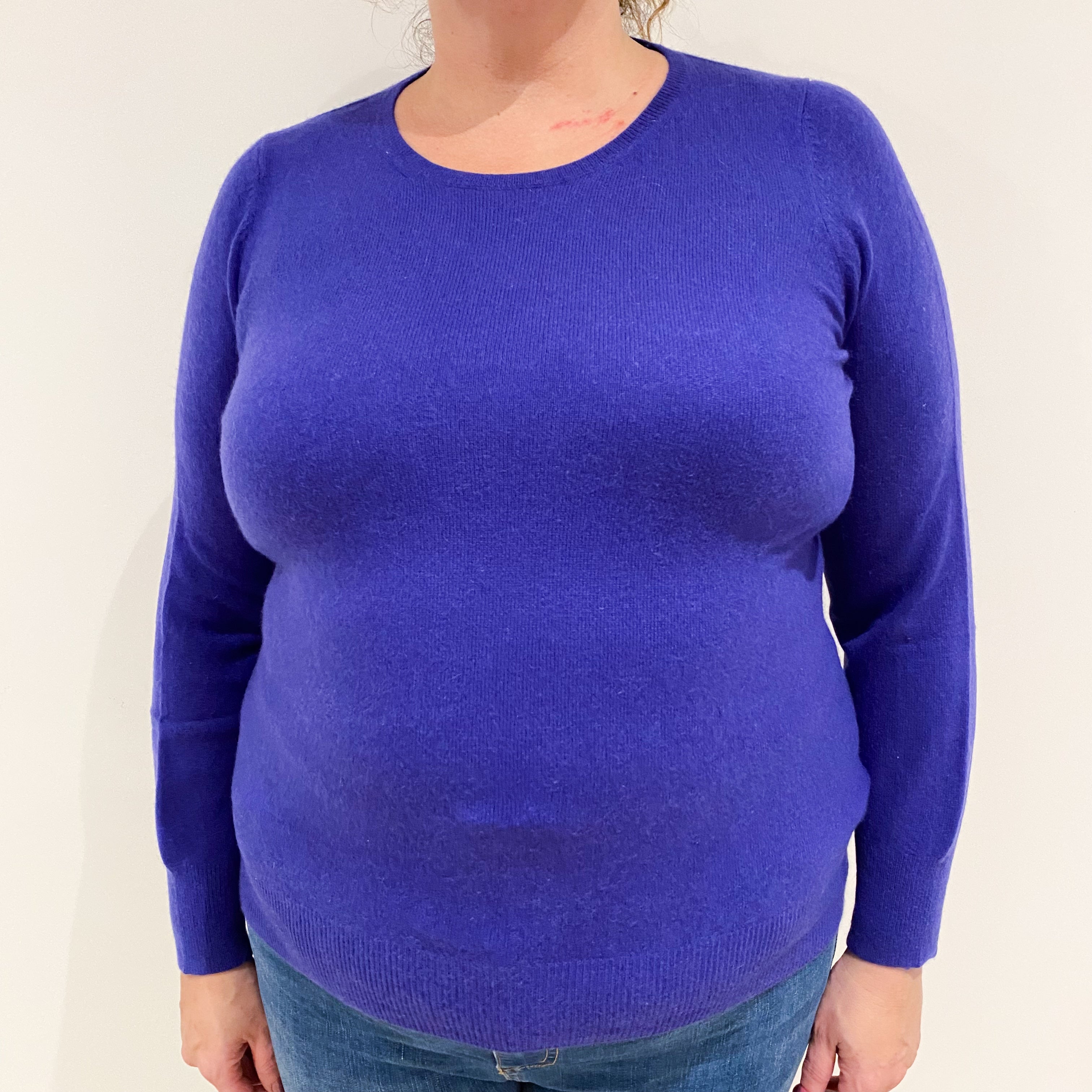 Indigo Blue Cashmere Crew Neck Jumper Extra Large