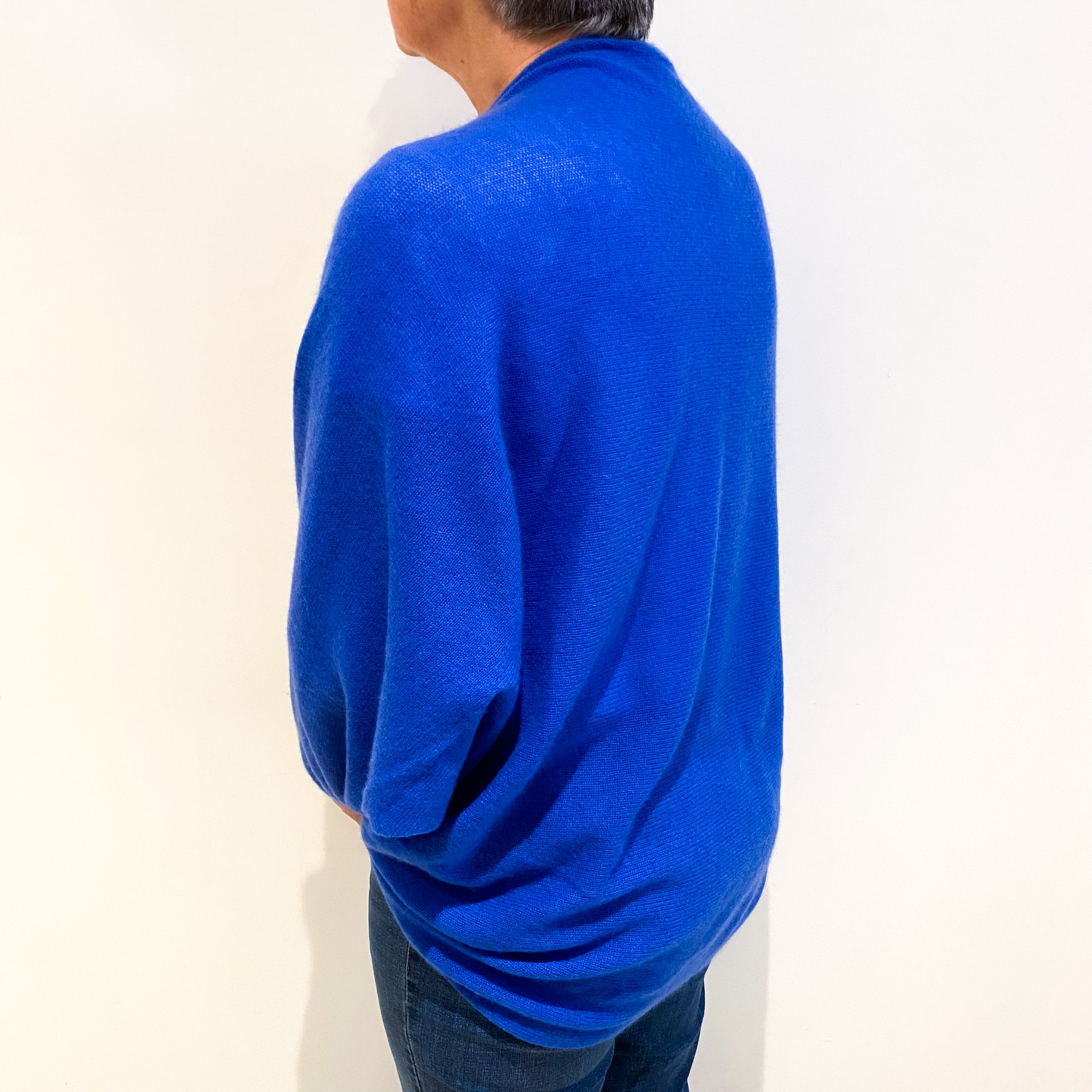 Tanzanite Blue Cashmere Shawl Style Cardigan Medium