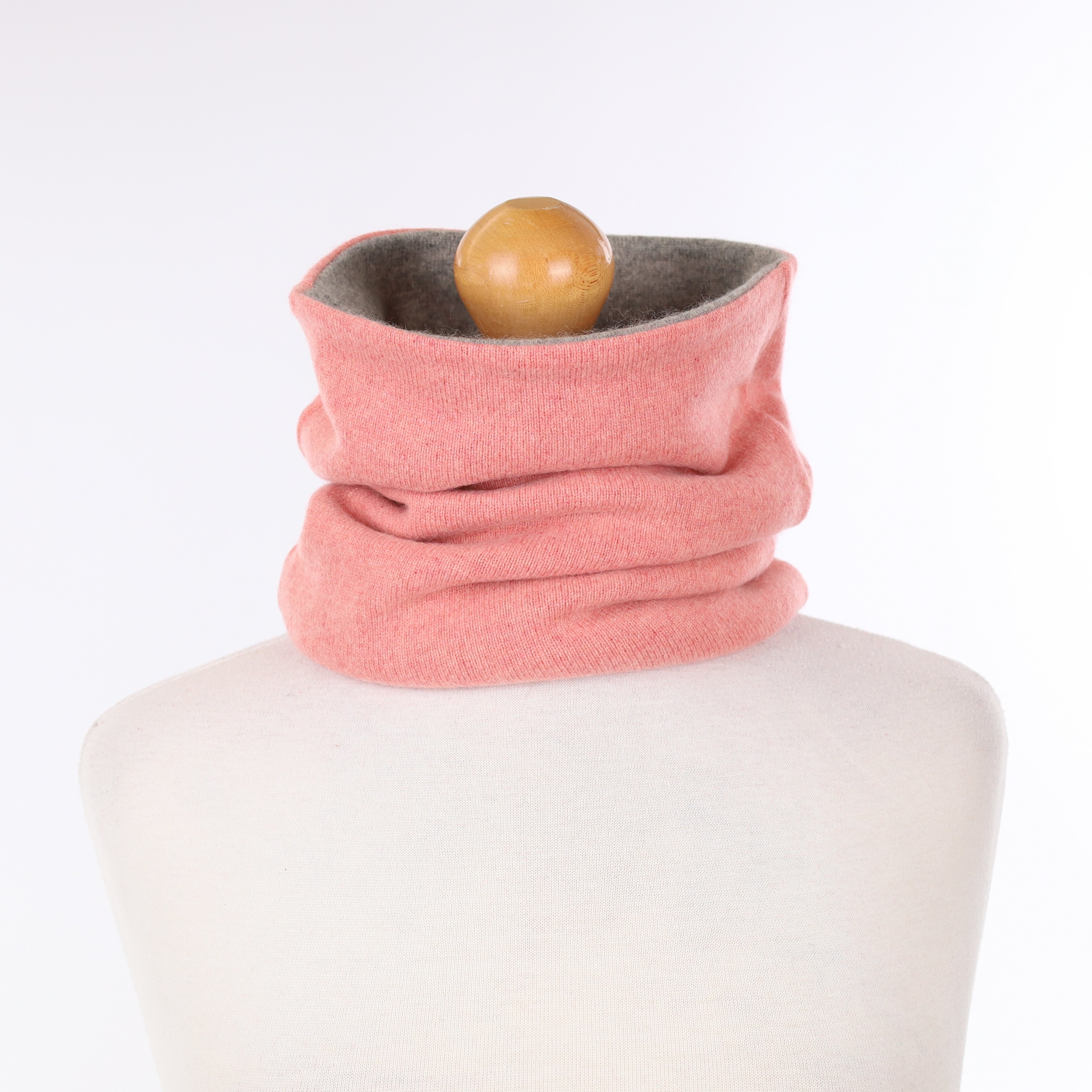 Smoke Grey and Coral Luxury Double Layered Snood