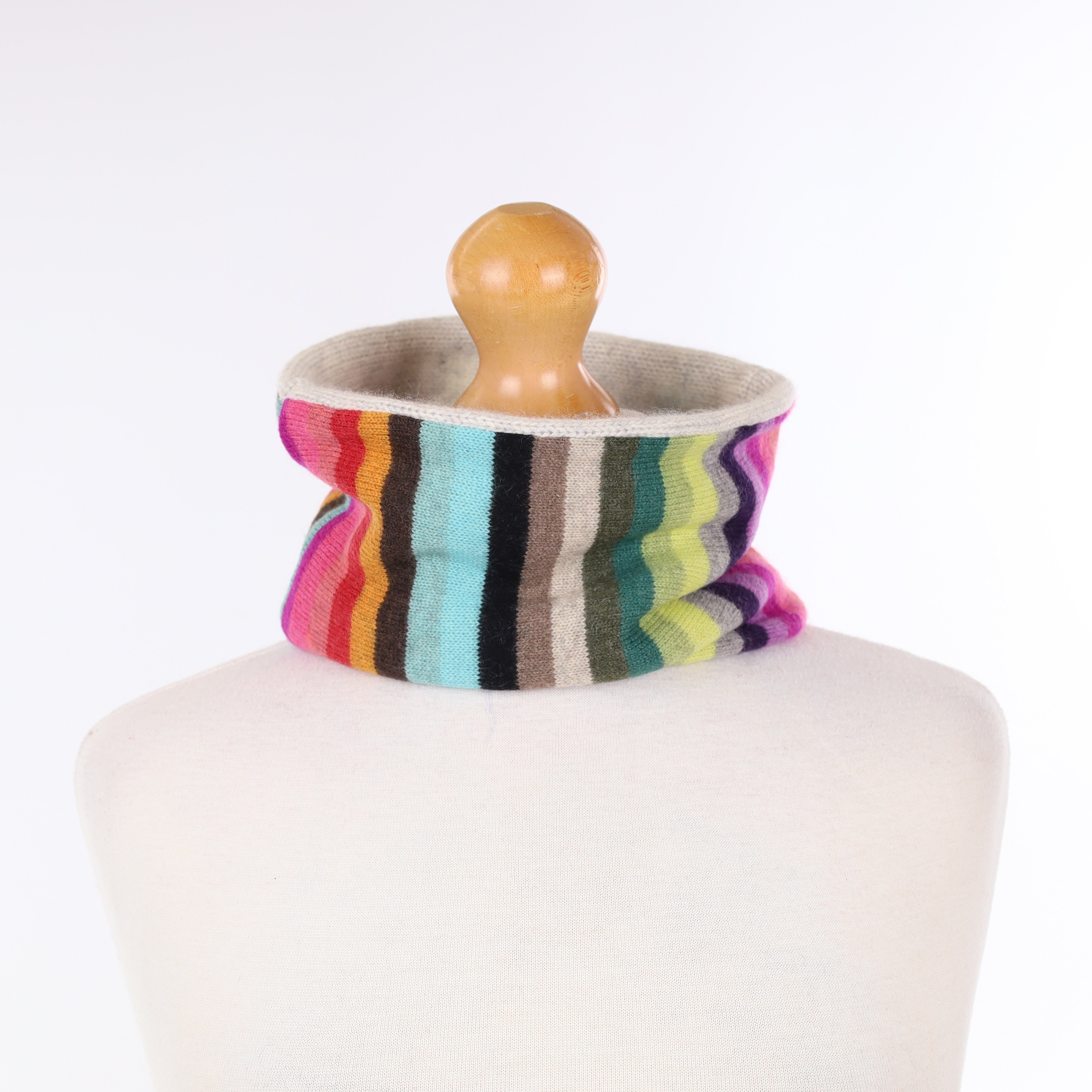 Grey and Colourful Striped Neck Warmer
