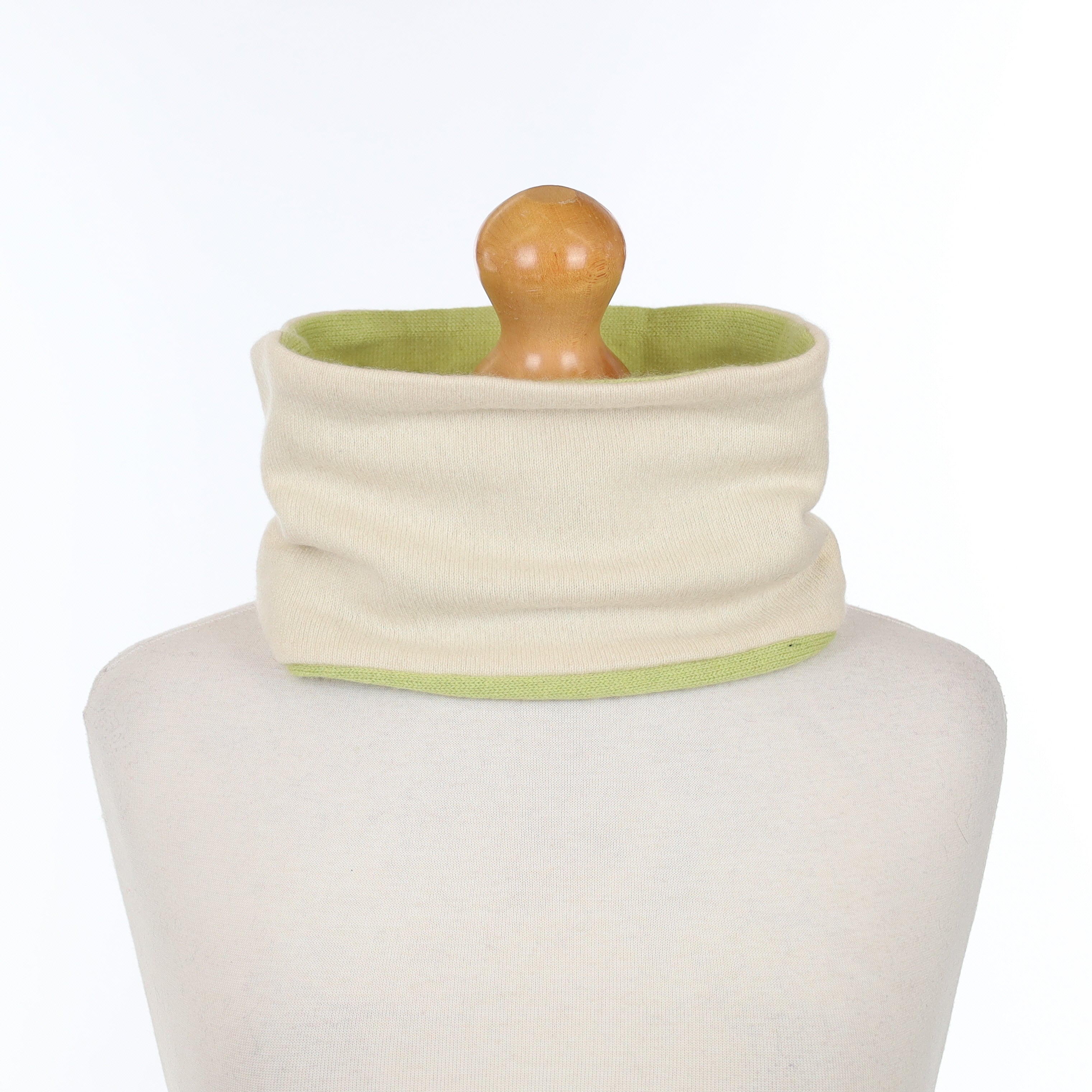 Green Chartreuse and Cream Neck Warmer