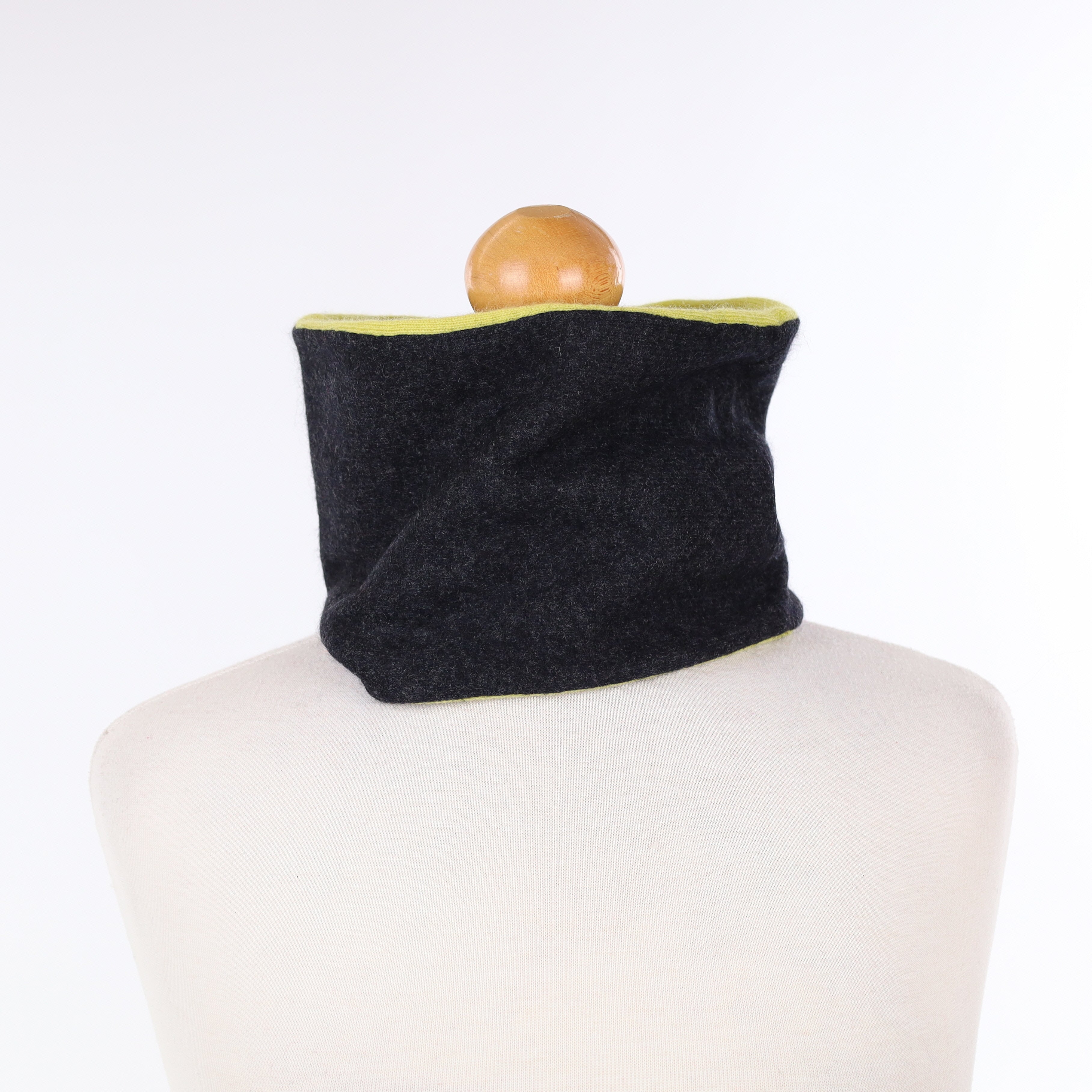 Charcoal Grey and Green Neck Warmer