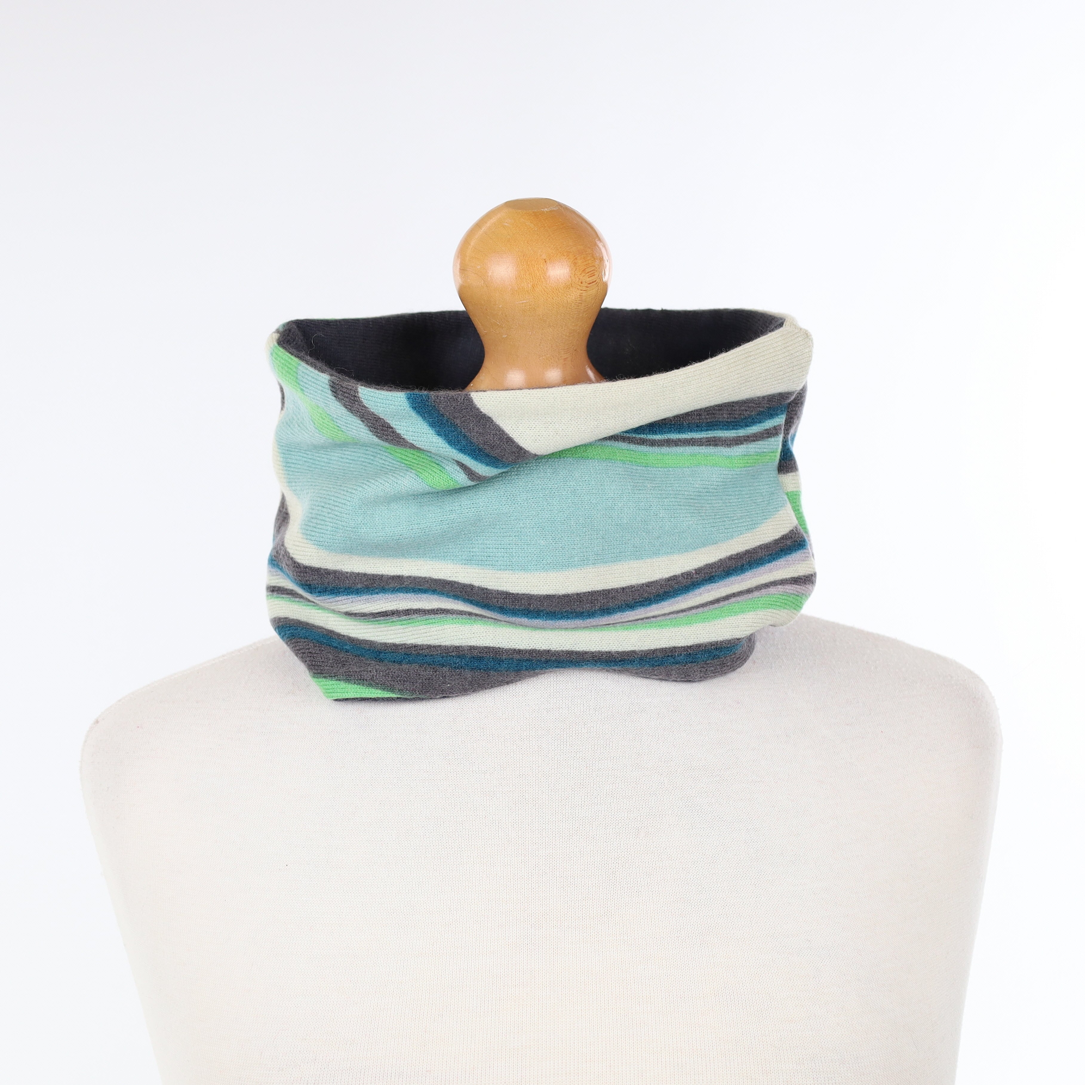 Blue Grey Purple and Green Patterned Neck Warmer