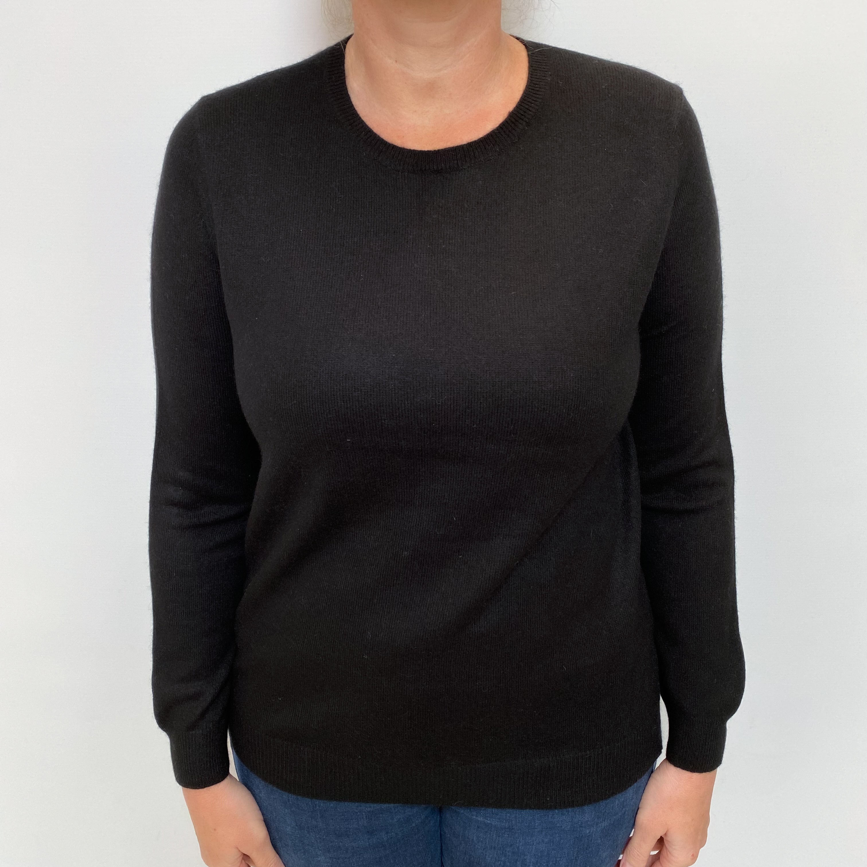 Black Cashmere Crew Neck Jumper Large