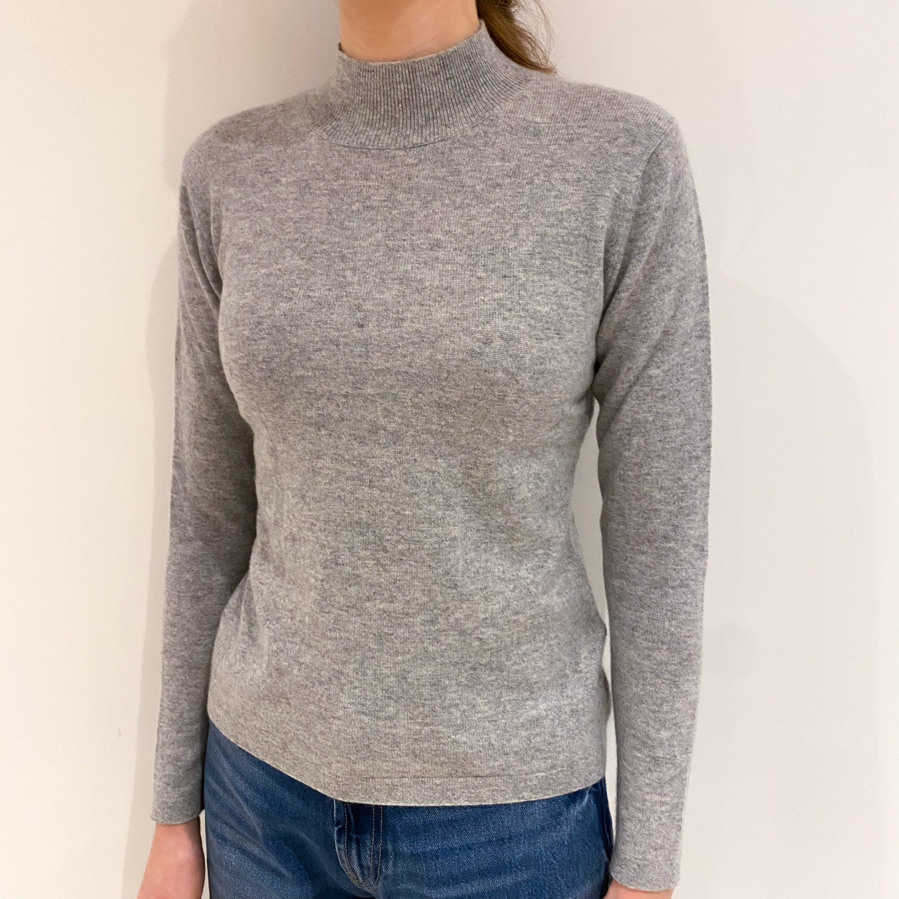 Smoke Grey Cashmere Turtle Neck Jumper Extra Small