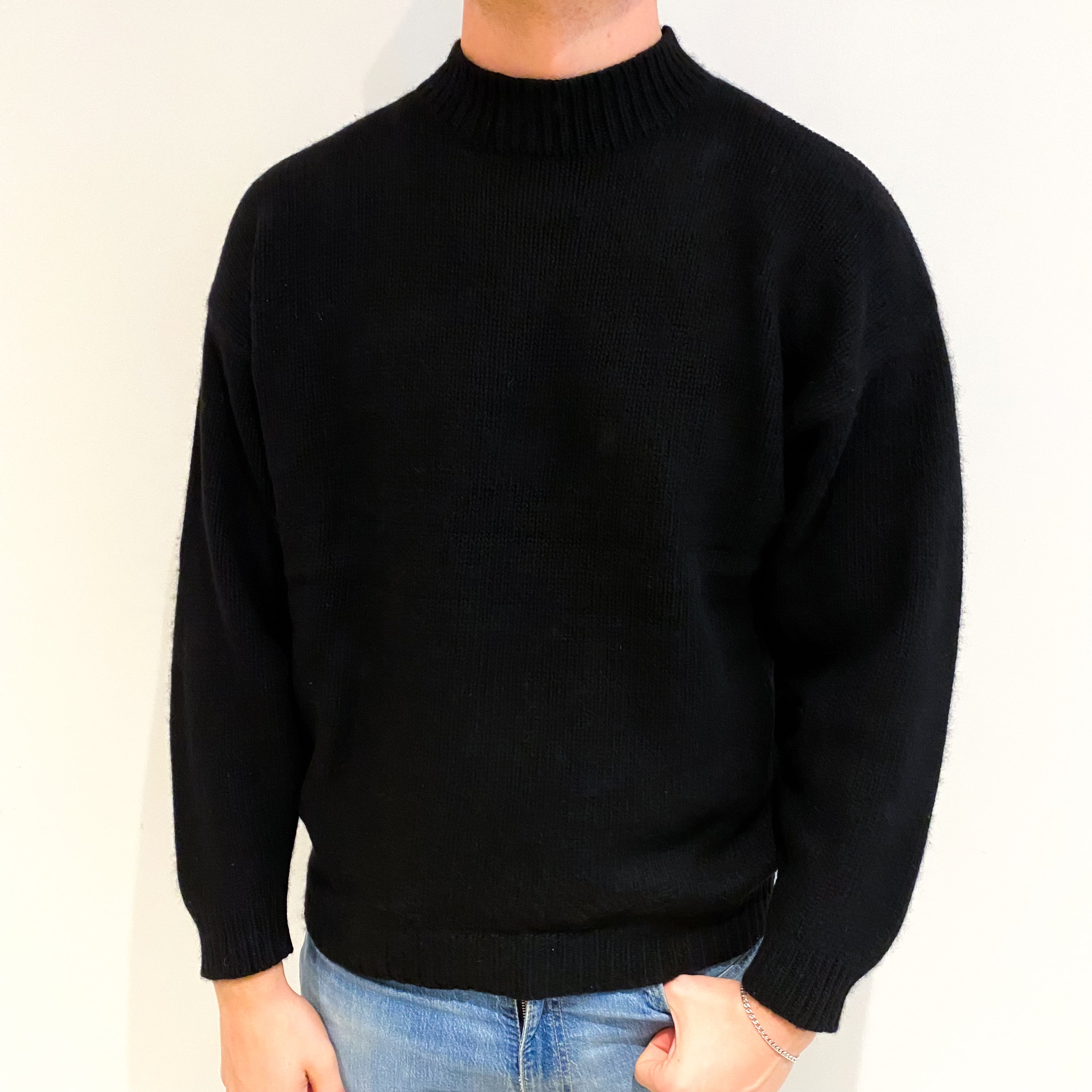 Black Men's Cashmere Turtle Neck Jumper XL