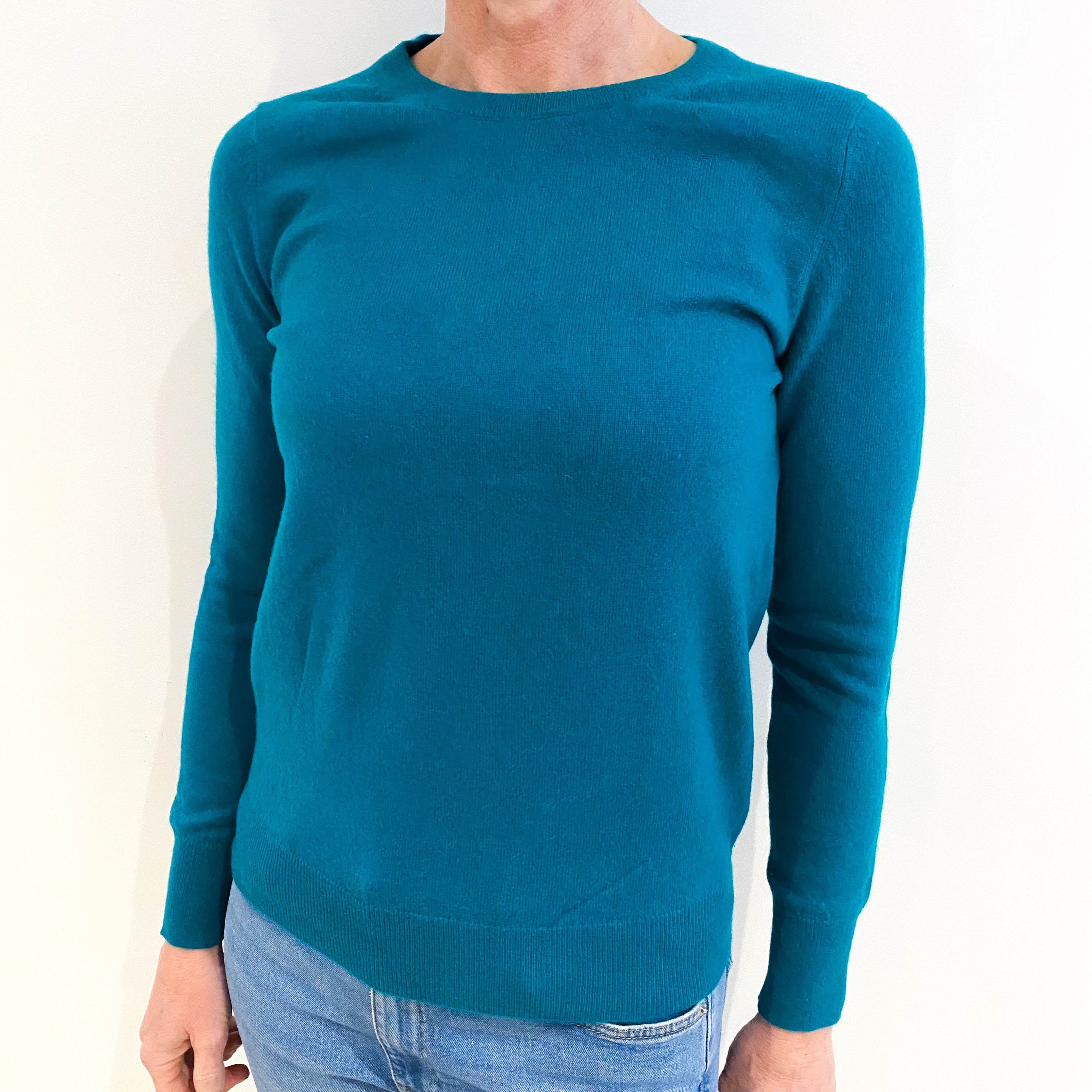 Teal Green Cashmere Crew Neck Jumper Small