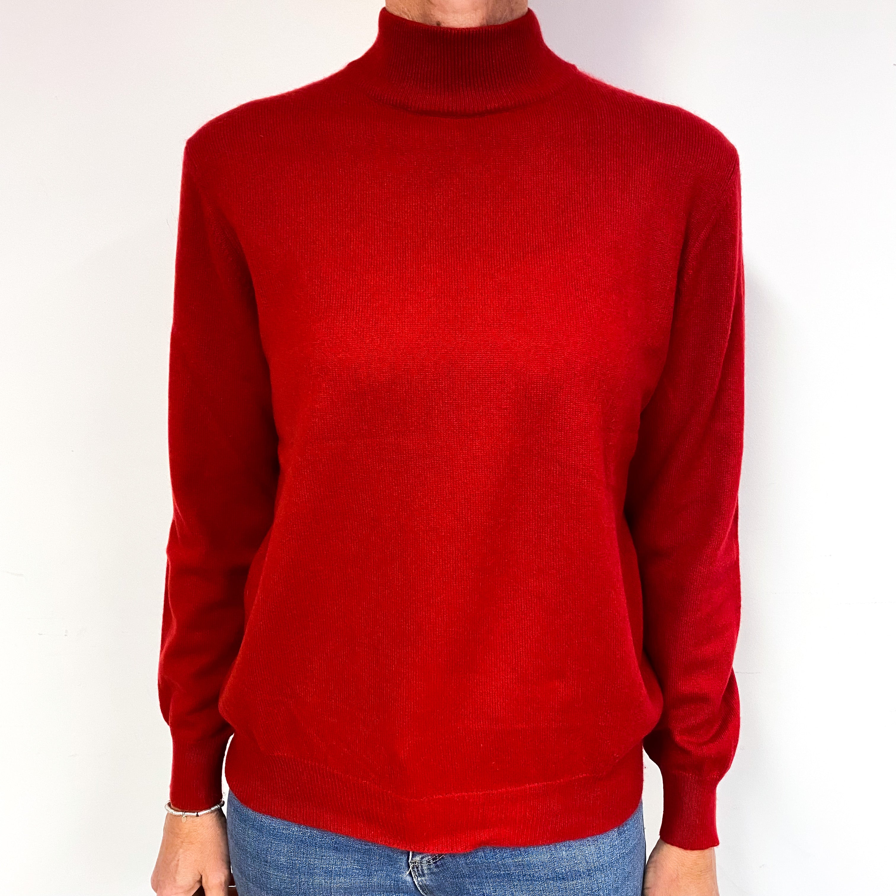 Berry Red Cashmere Turtle Neck Jumper Medium