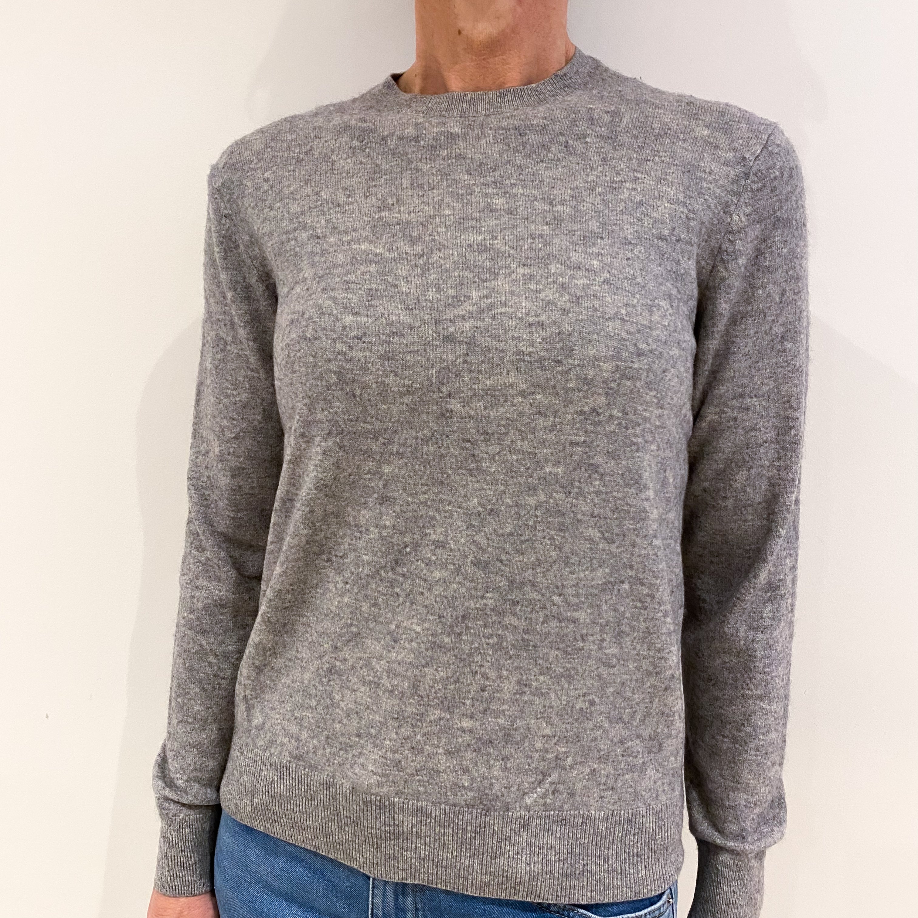 Smoke Grey Cashmere Crew Neck Jumper Small