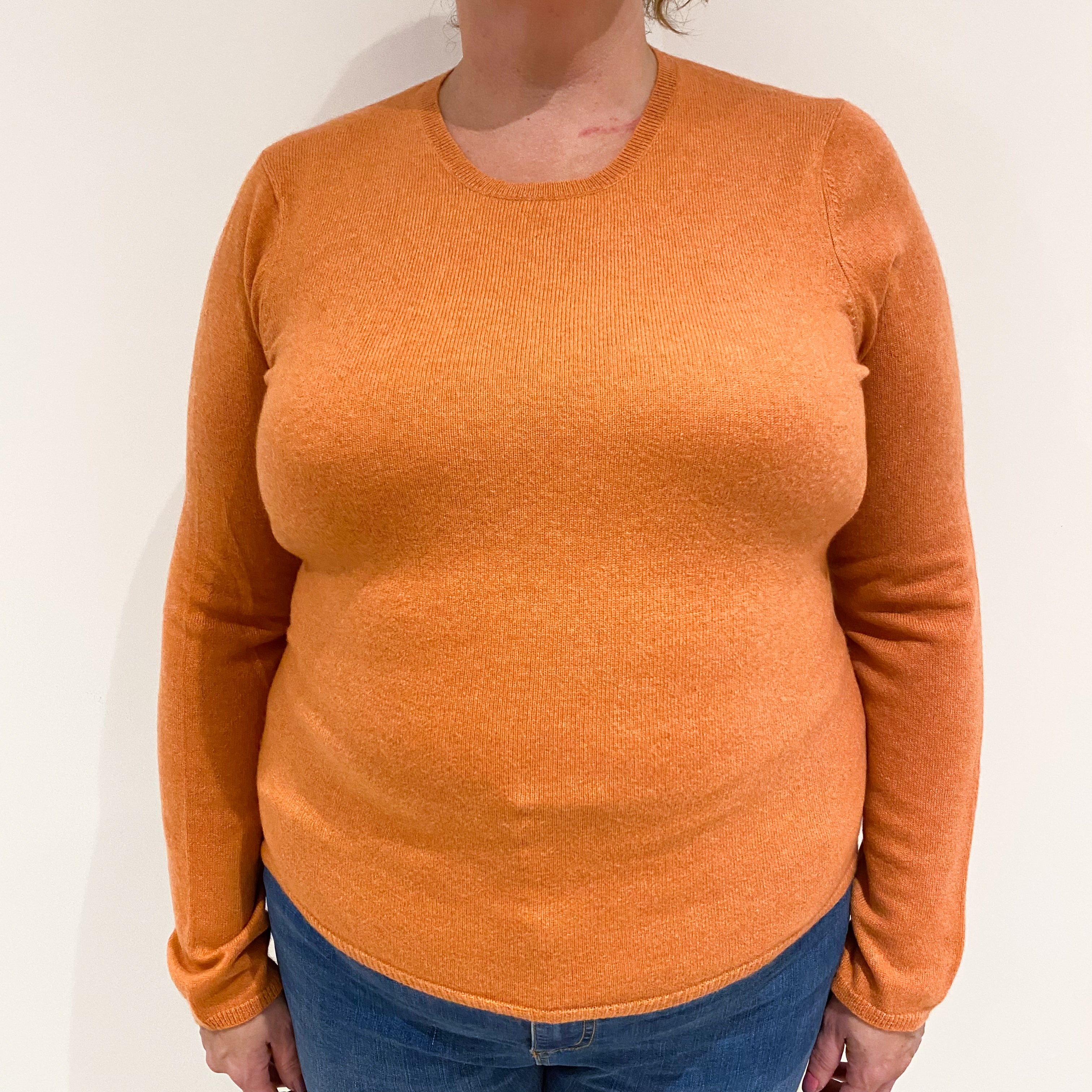 Pumpkin Orange Cashmere Crew Neck Jumper Extra Large