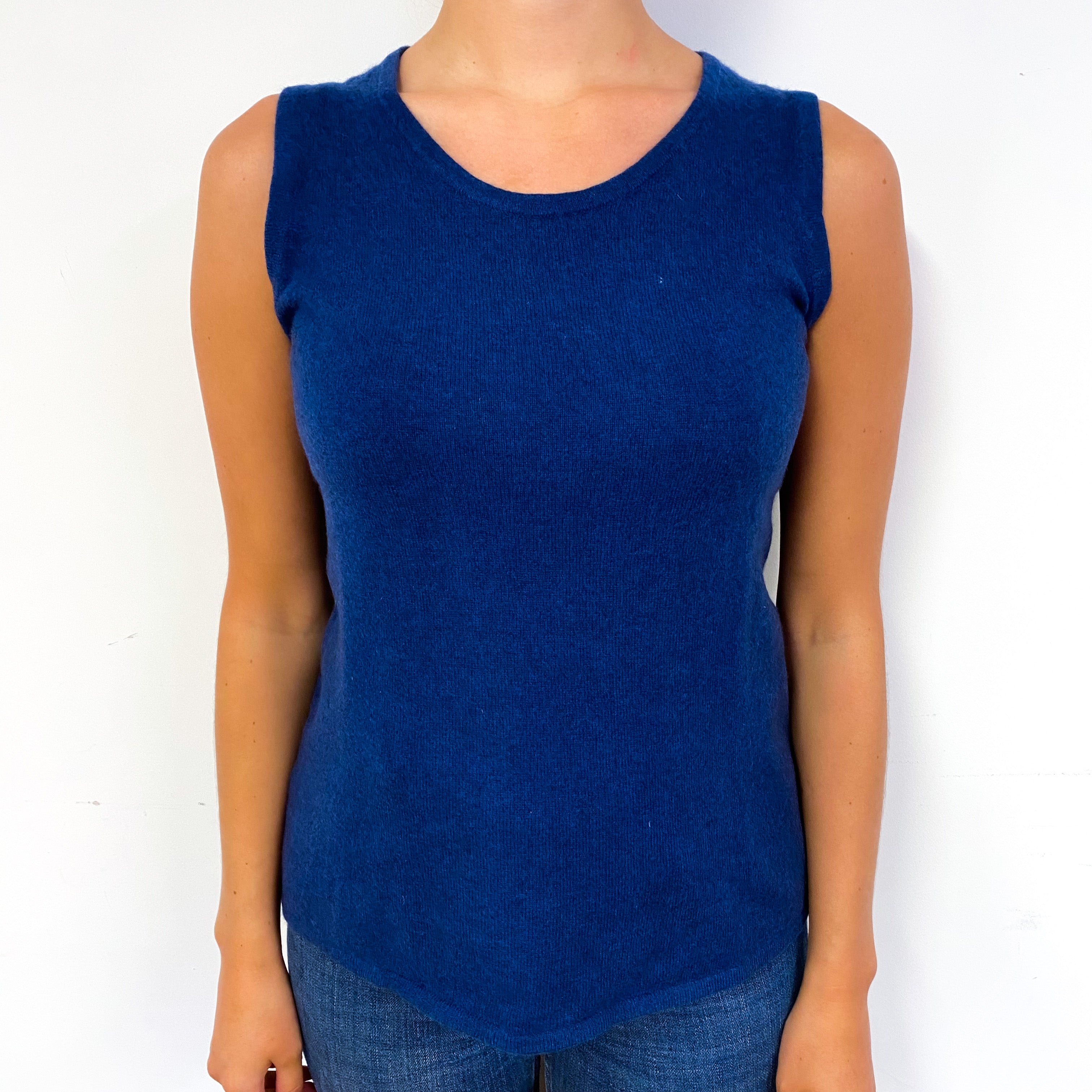 Prussian Blue Cashmere Crew Neck Tank Top Small