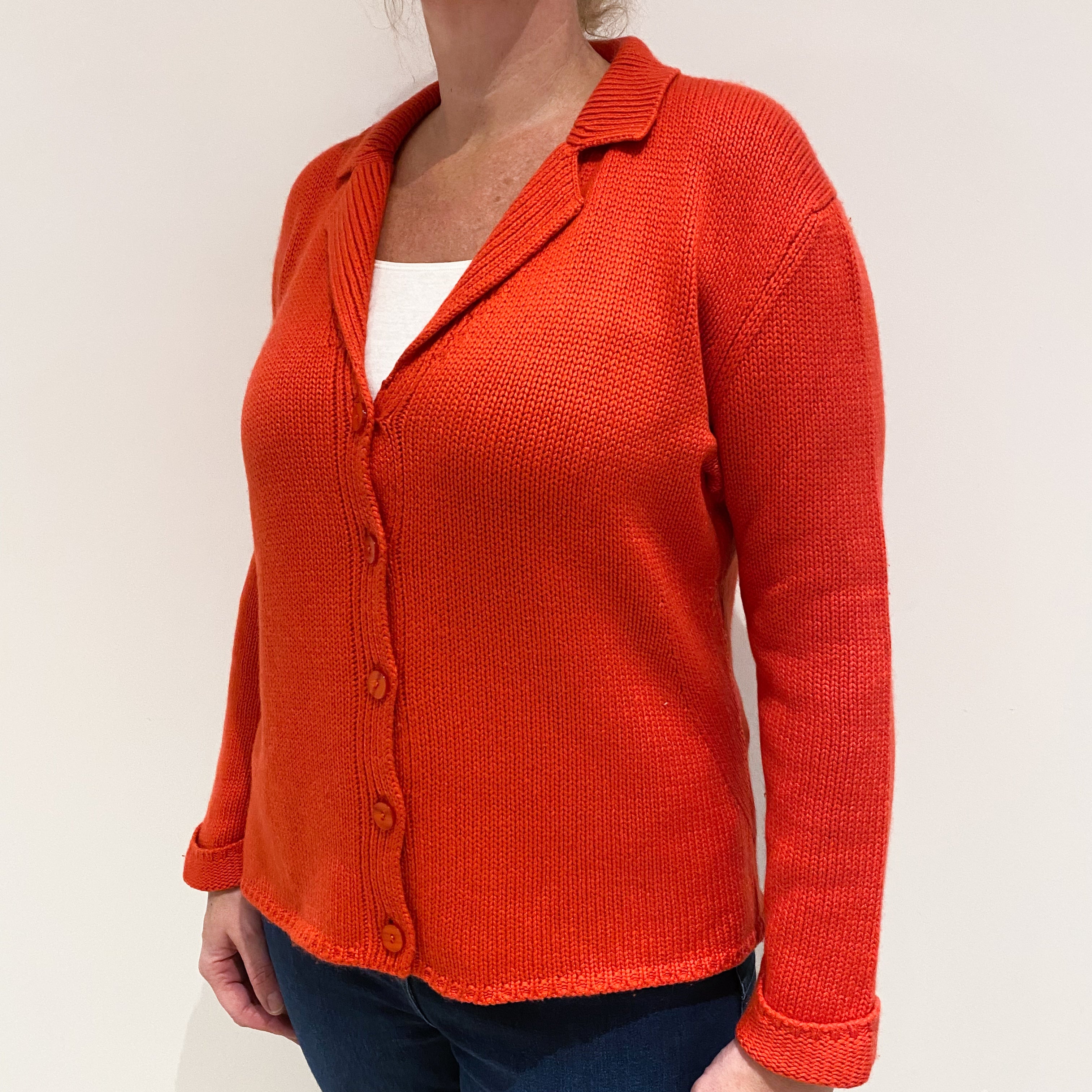 Tangerine Orange Cashmere Cardigan Large