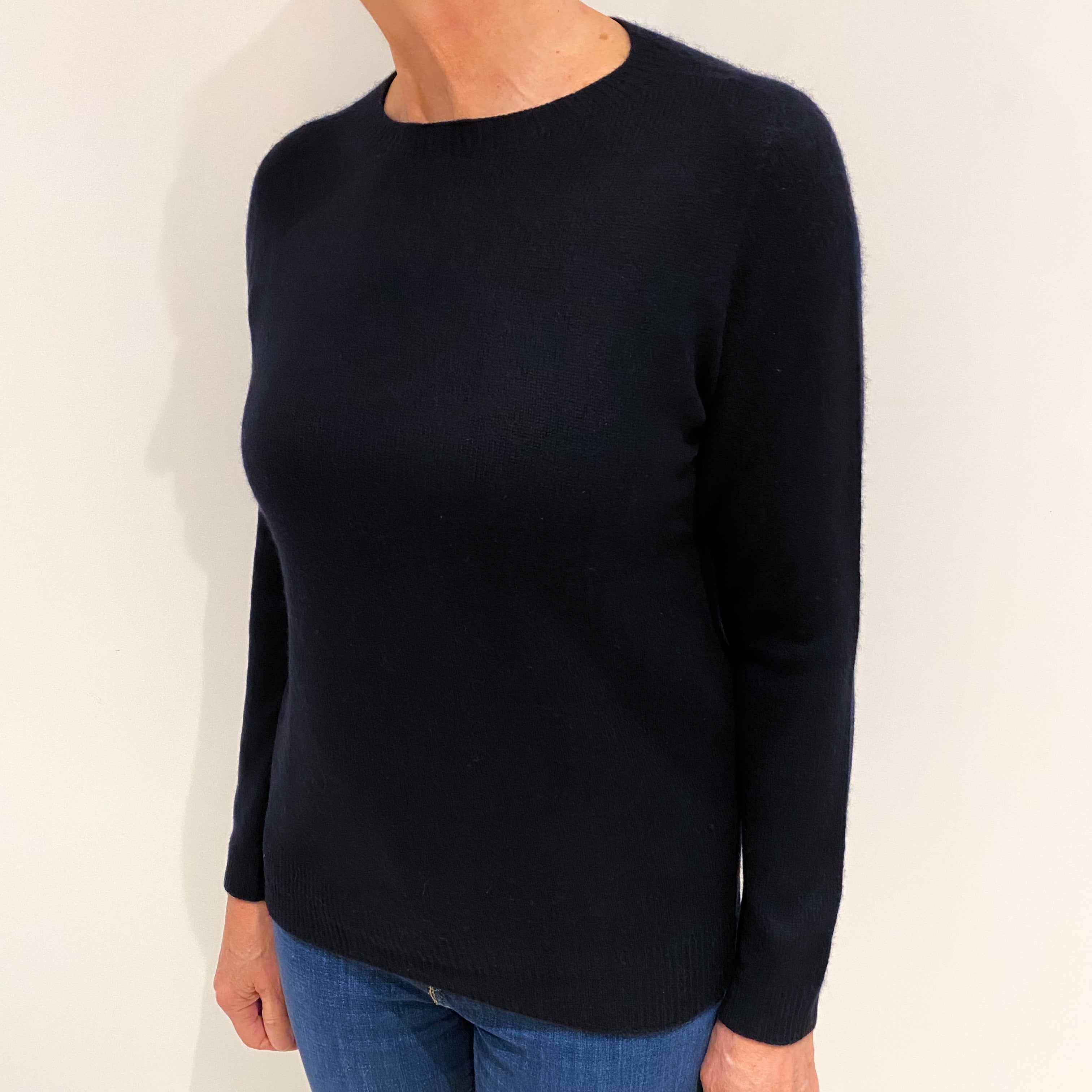 Navy Blue Cashmere Crew Neck Jumper Medium