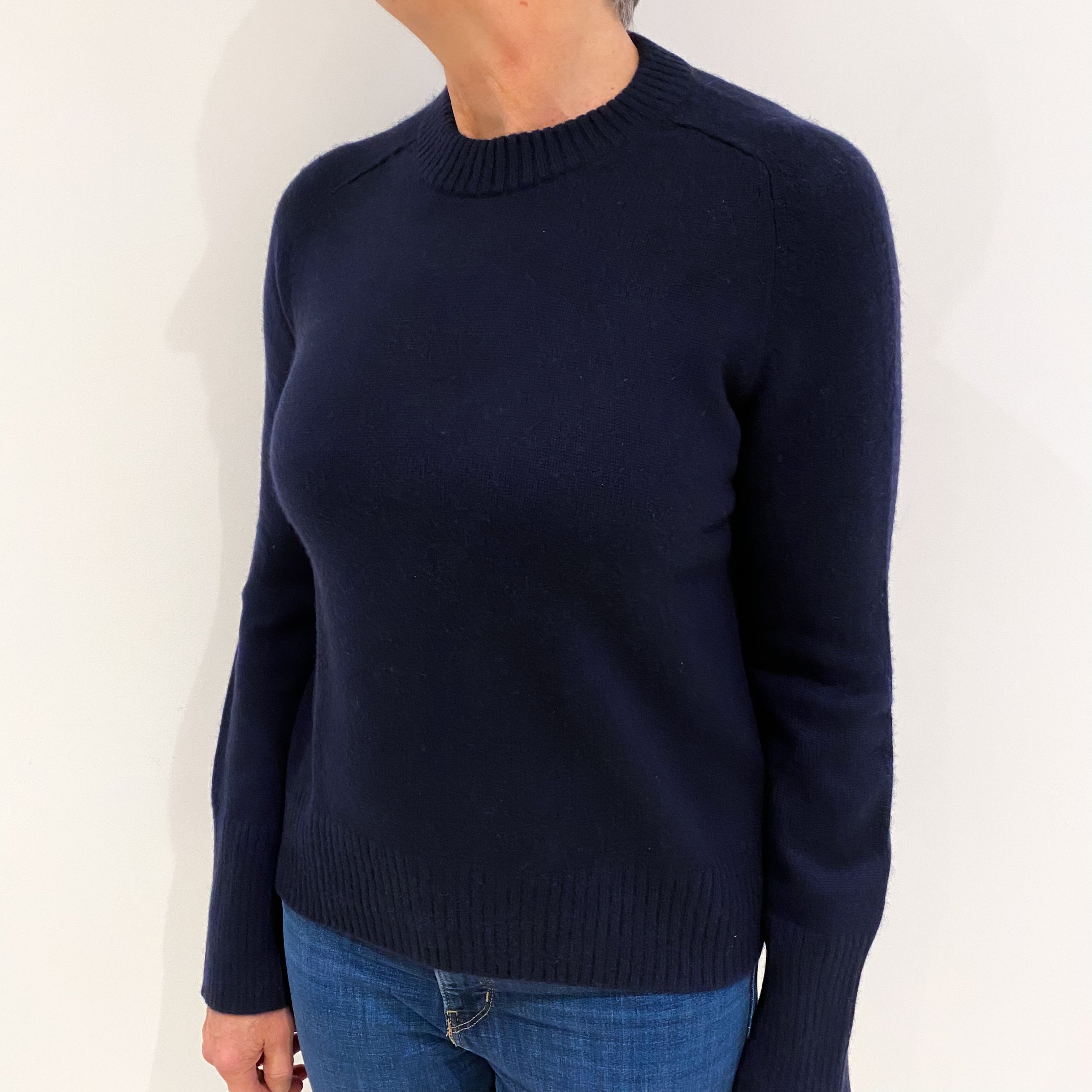 COS Navy Blue Cashmere Crew Neck Jumper Medium