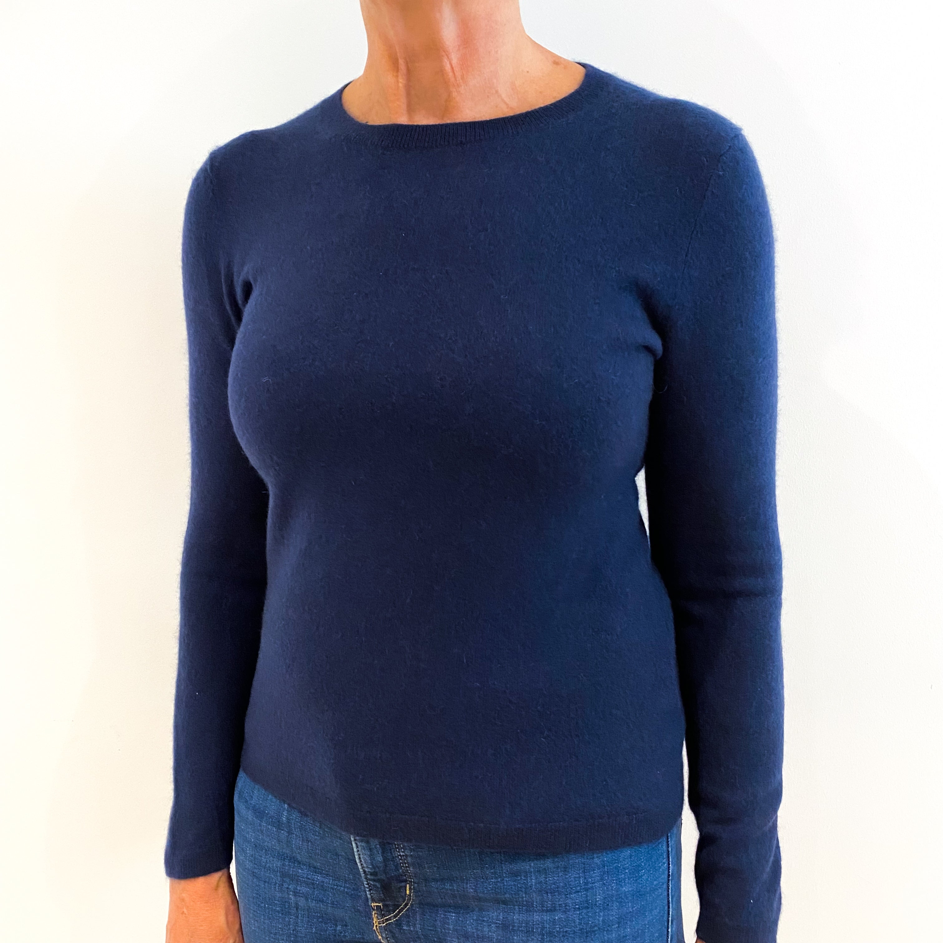 Navy Blue Cashmere Crew Neck Jumper Medium