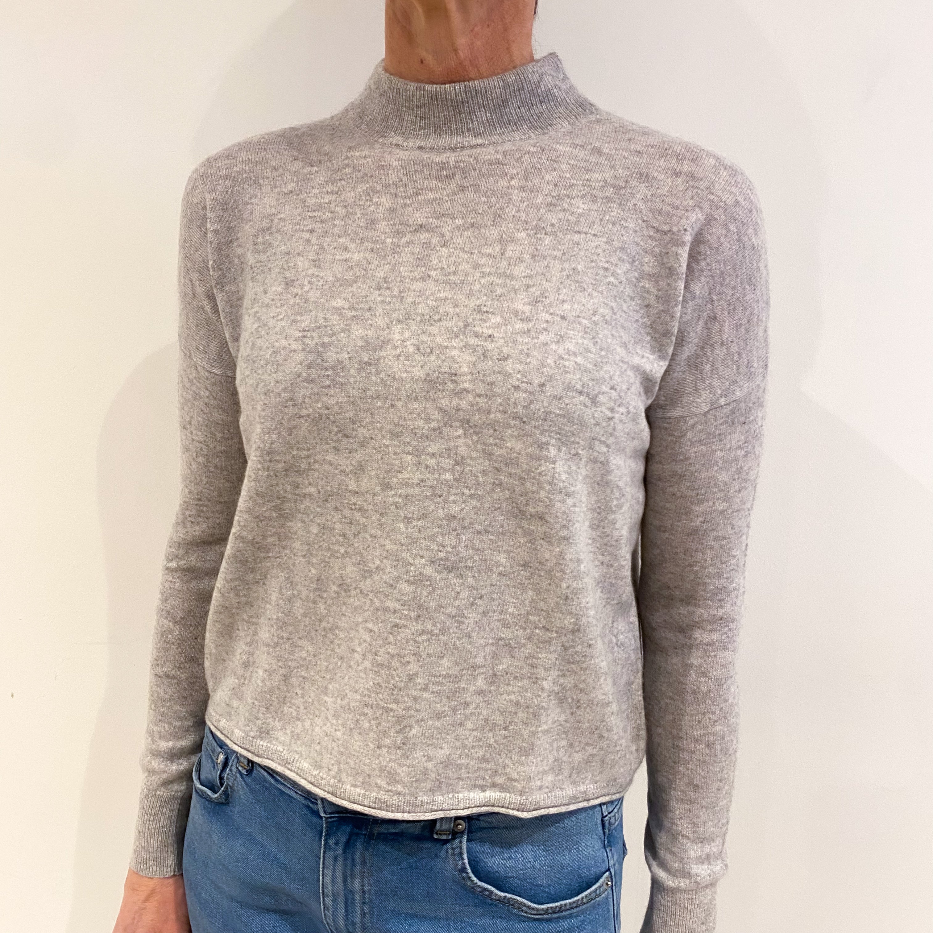 Mist Grey Cashmere Turtle Neck Jumper Small