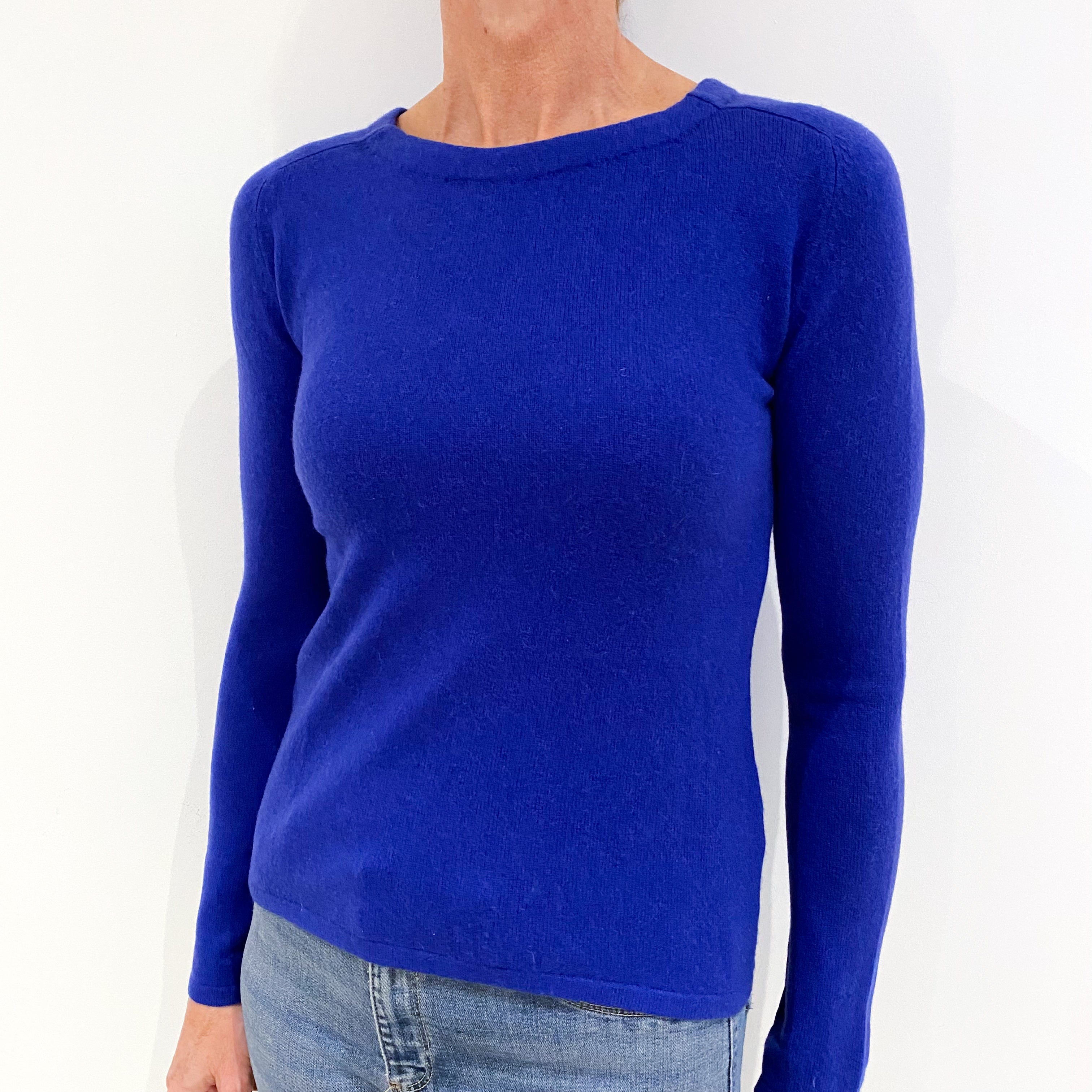 Cobalt Blue Cashmere Crew Neck Jumper Small