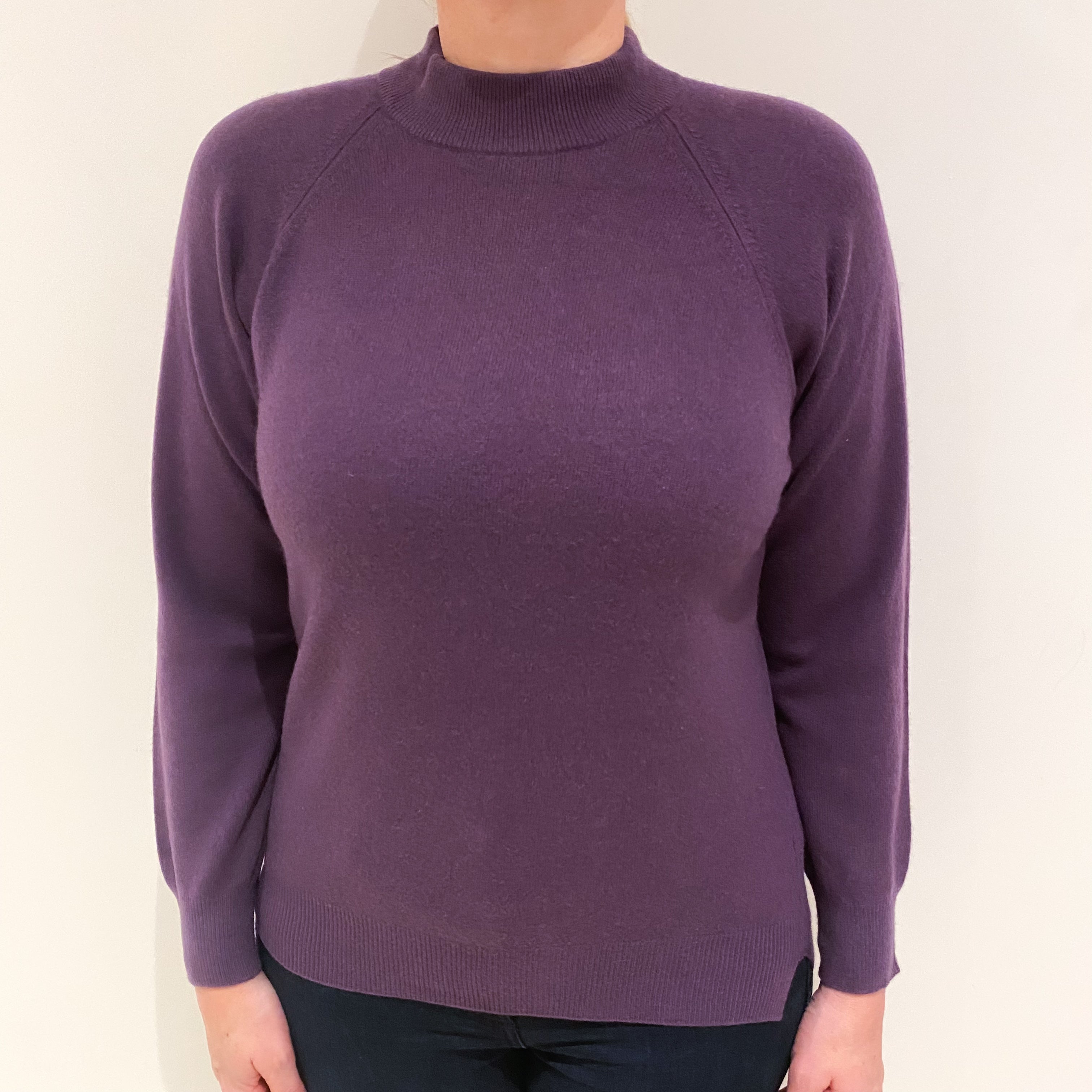 Blueberry Purple Cashmere Turtle Neck Jumper Large