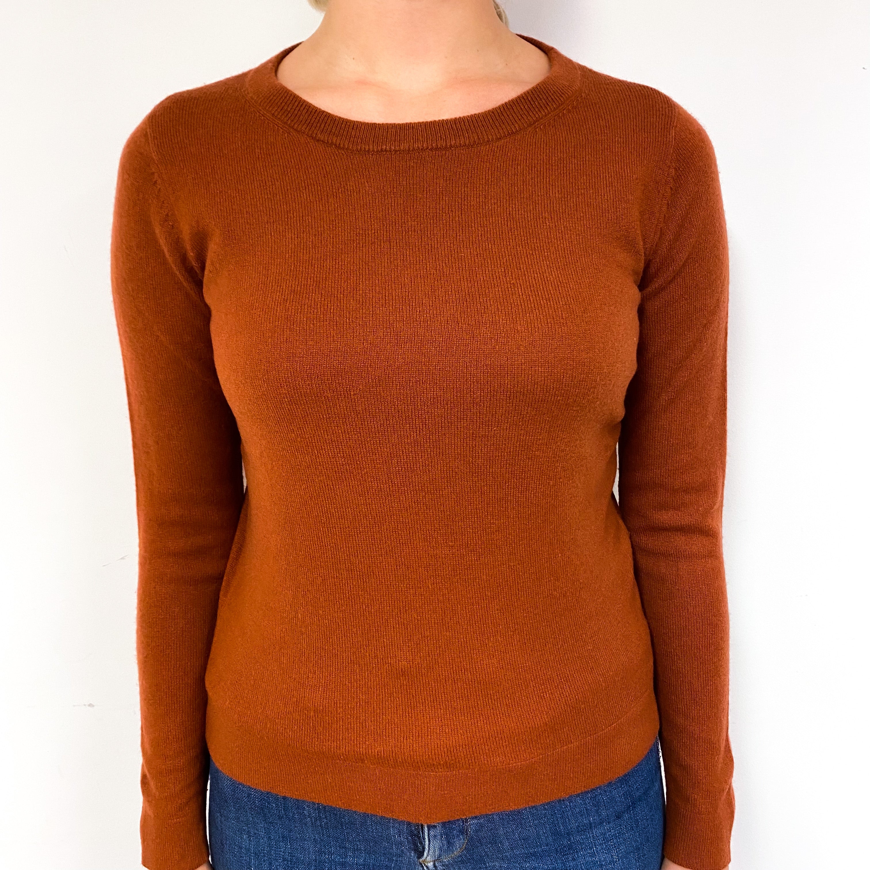Rust Brown Cashmere Crew Neck Jumper Small