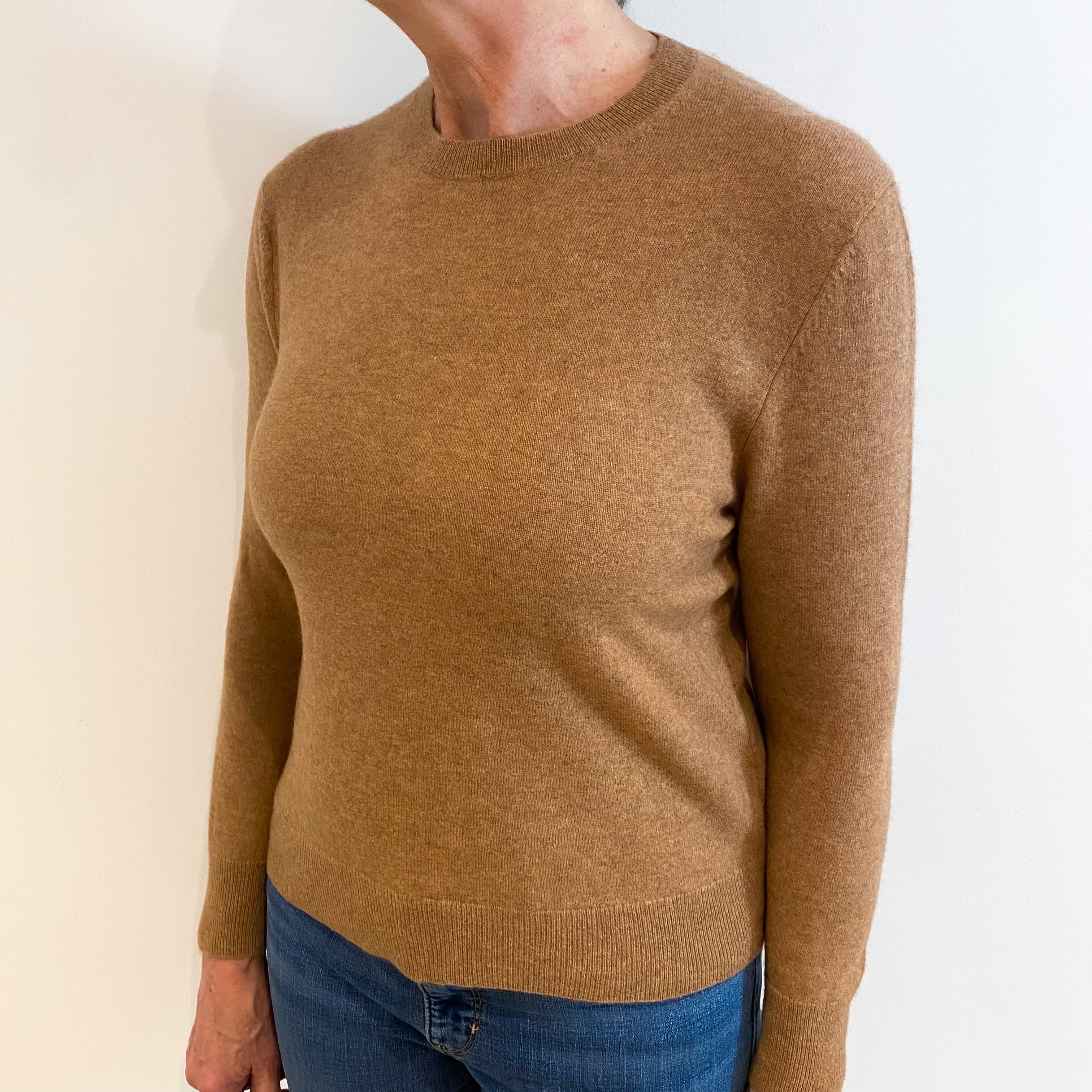 Butterscotch Brown Cashmere Crew Neck Jumper Medium