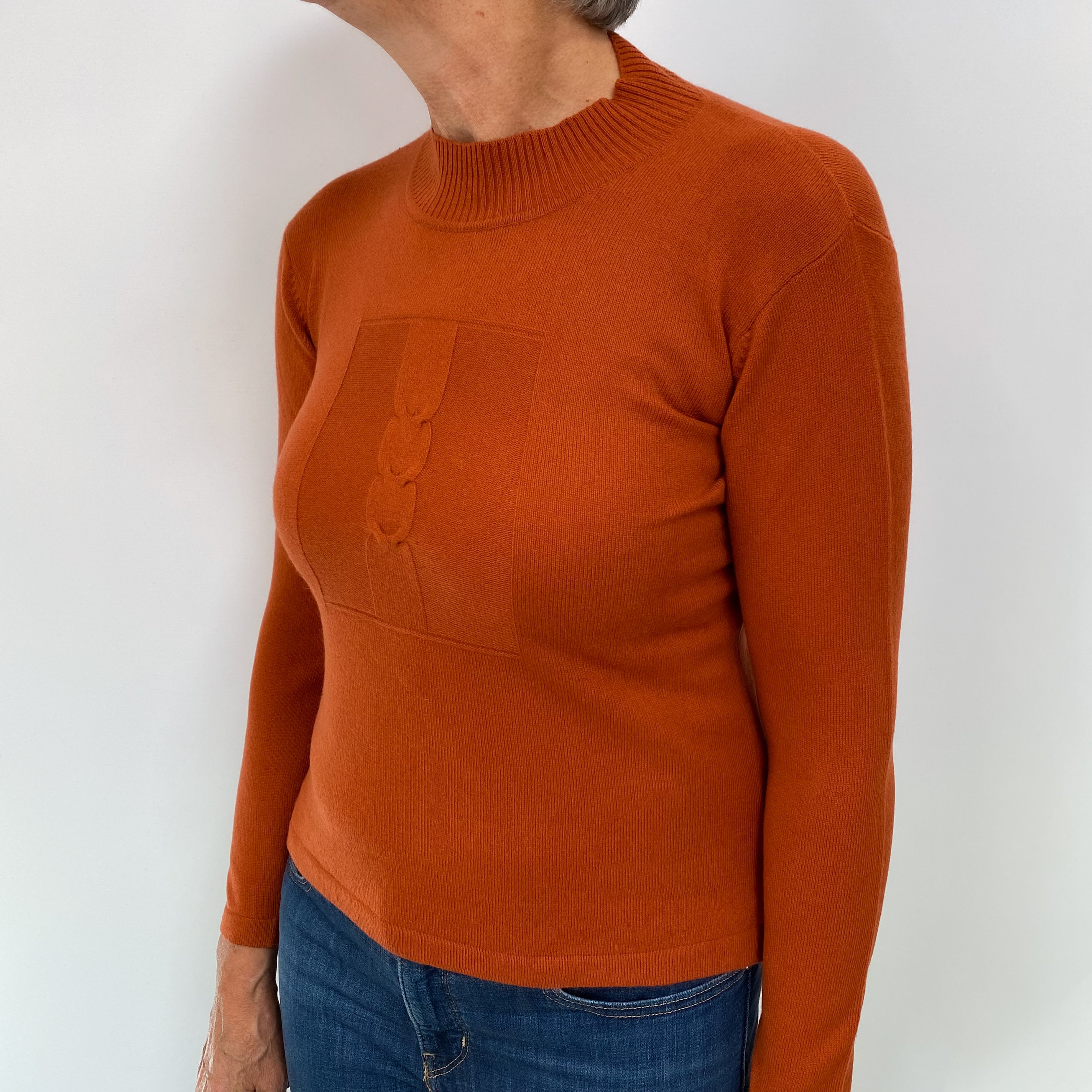 Sienna Orange Cashmere Turtle Neck Jumper Medium