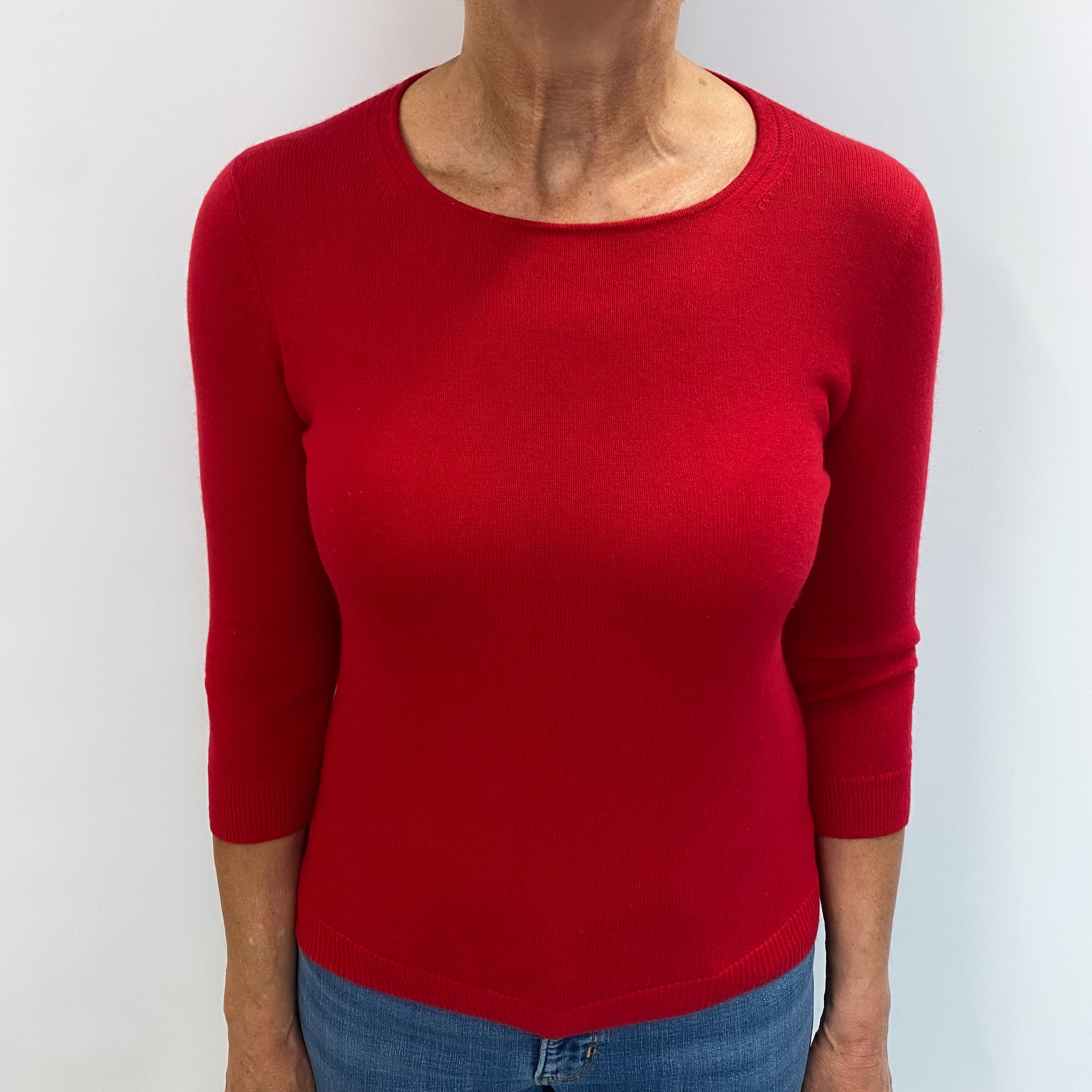 Post Box Red Cashmere Crew Neck Jumper Medium