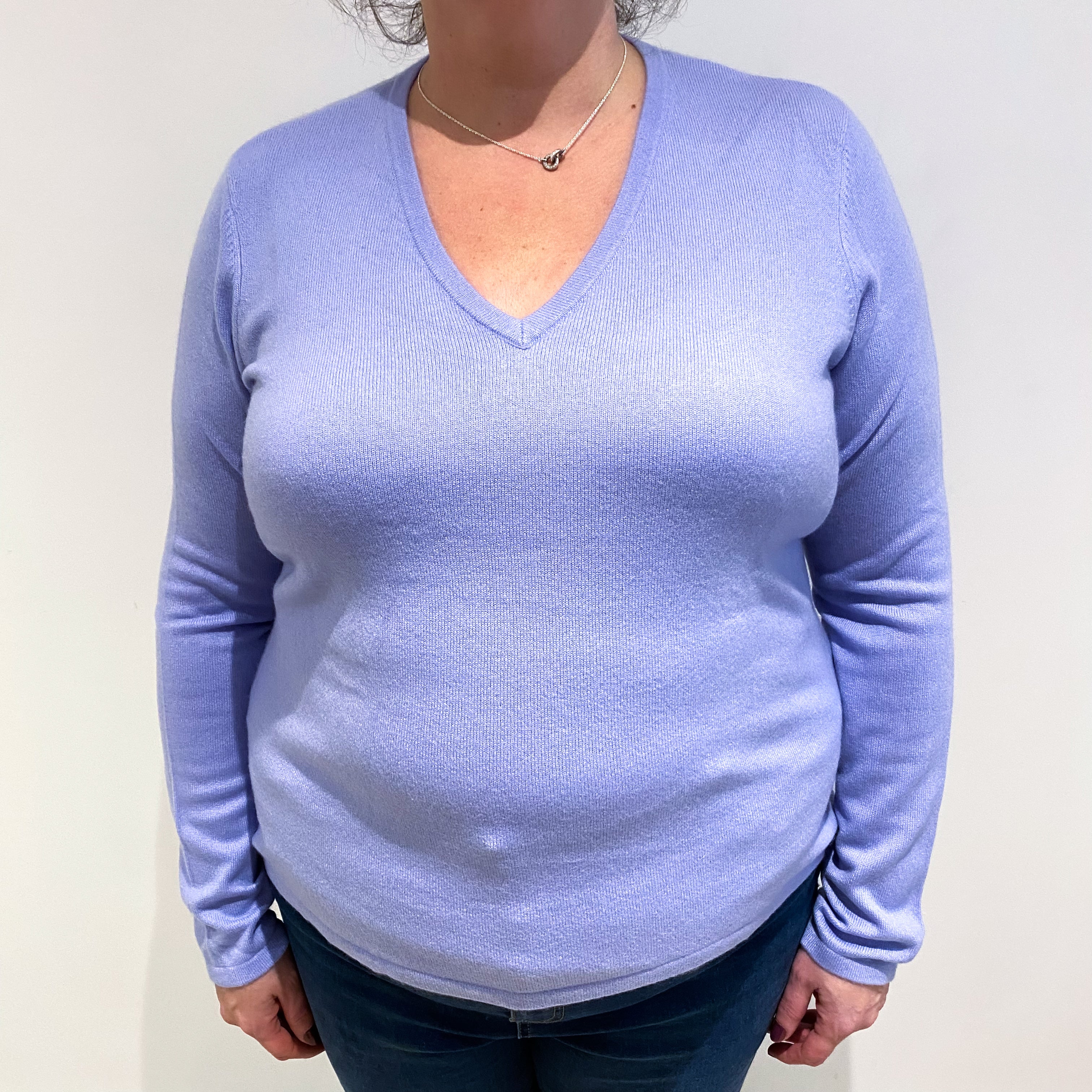 Sky Blue Cashmere V Neck Jumper Extra Large