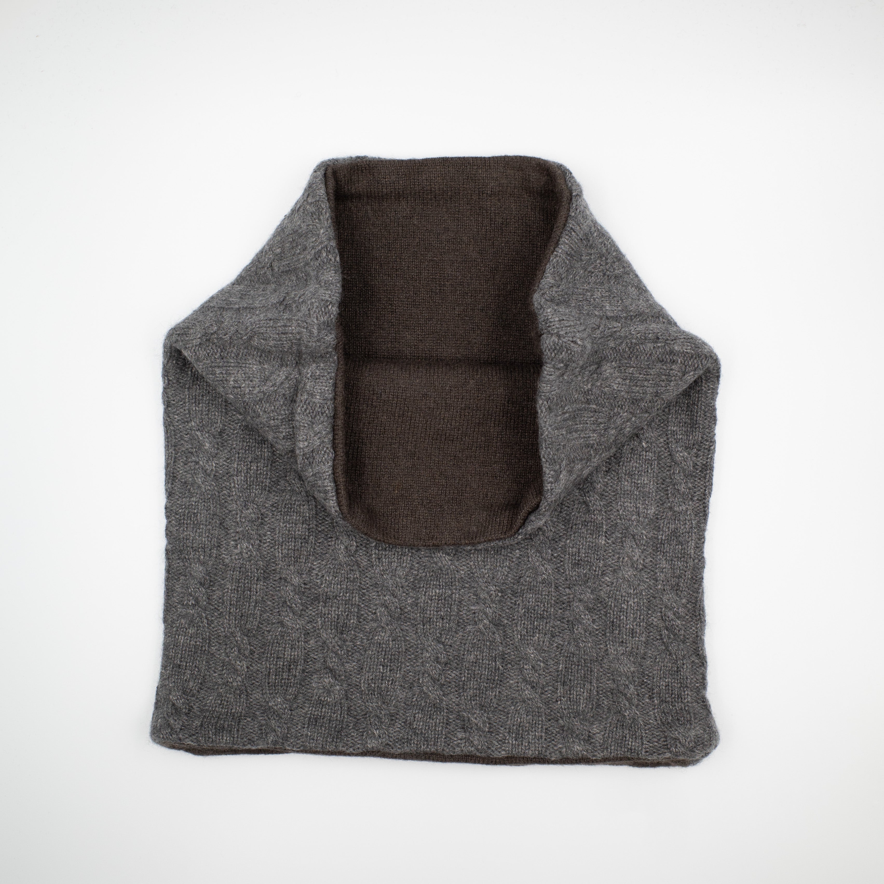 Grey and Peppercorn Brown Luxury Double Layered Snood