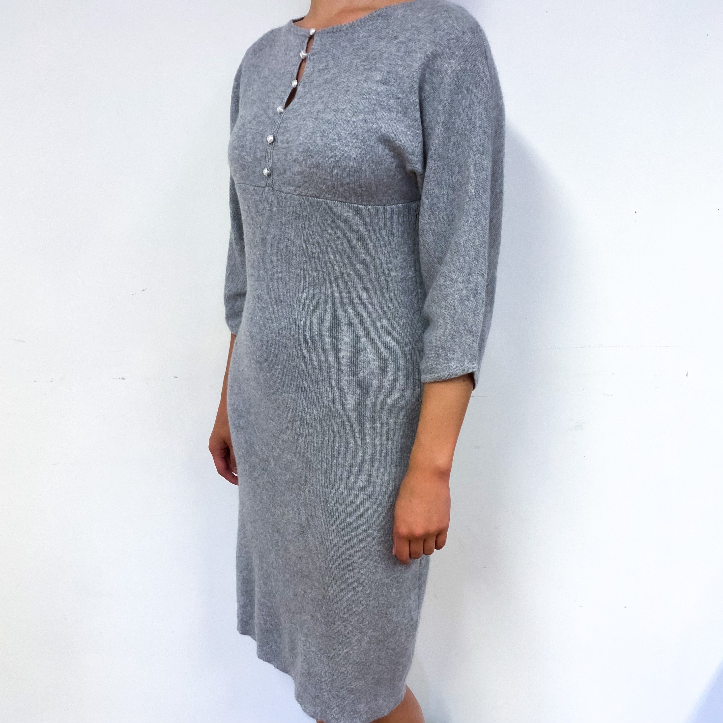 Smoke Grey Cashmere Crew Neck Dress Small