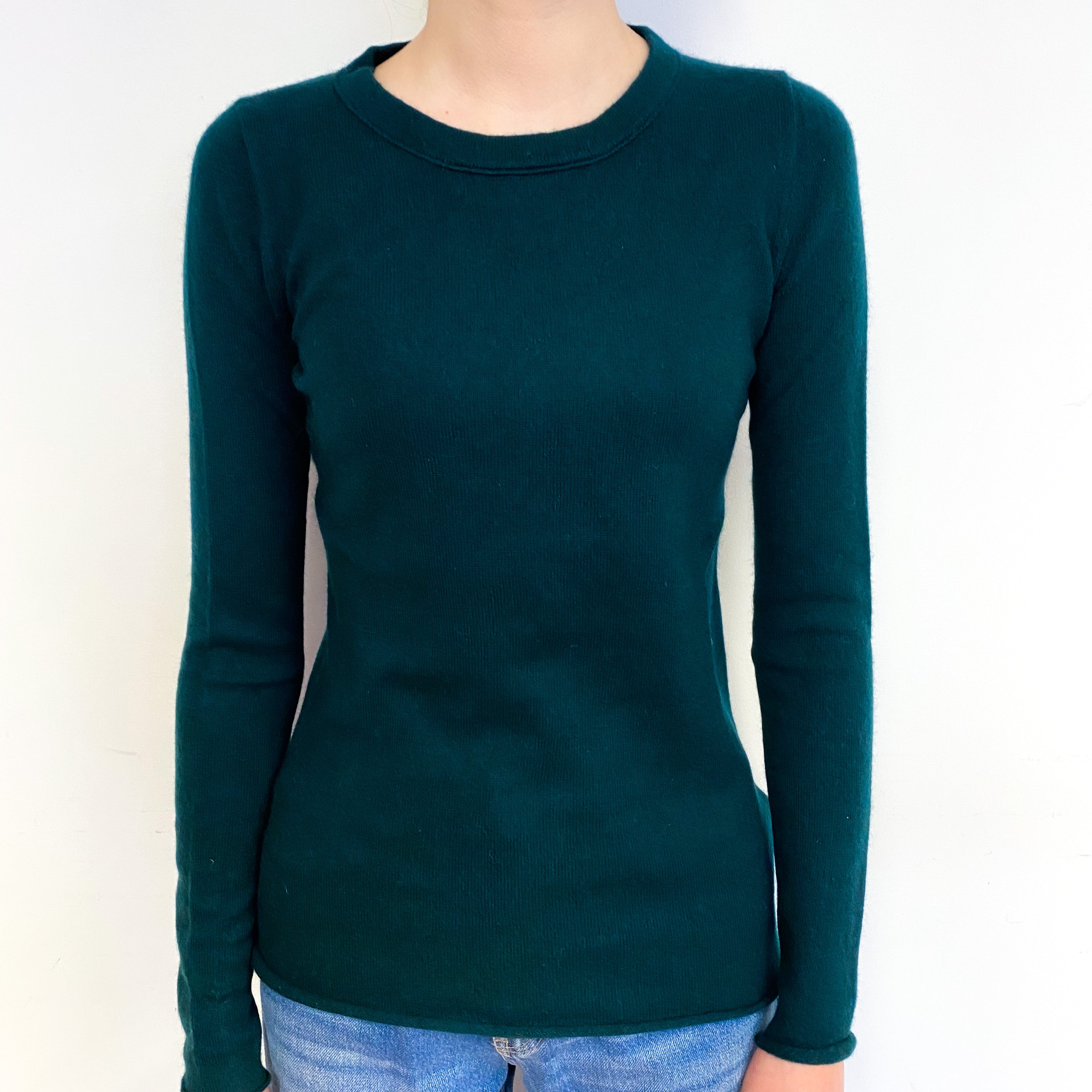 Dark Forest Green Cashmere Crew Neck Jumper Extra Small