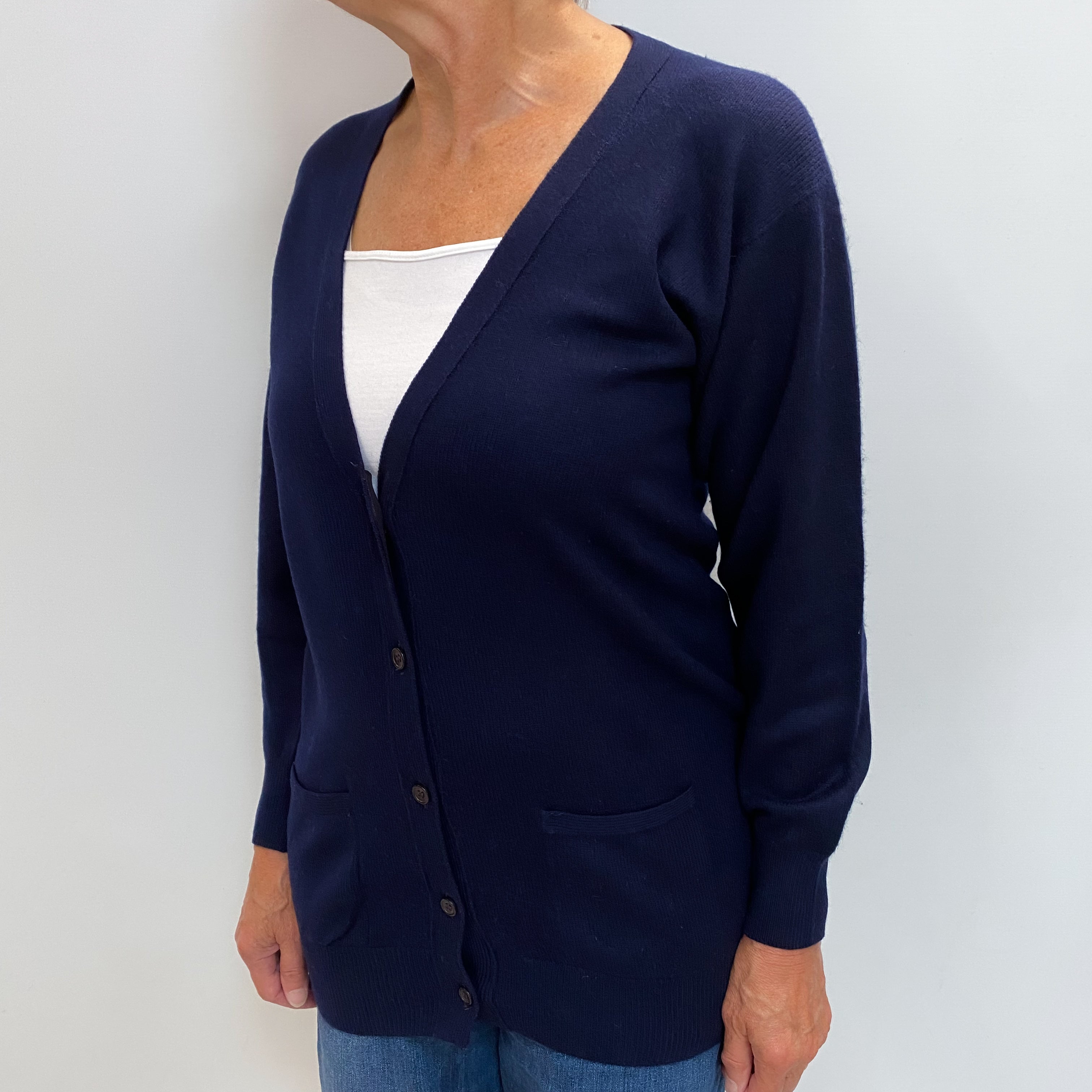 Pringle Navy Cashmere V Cardigan Medium