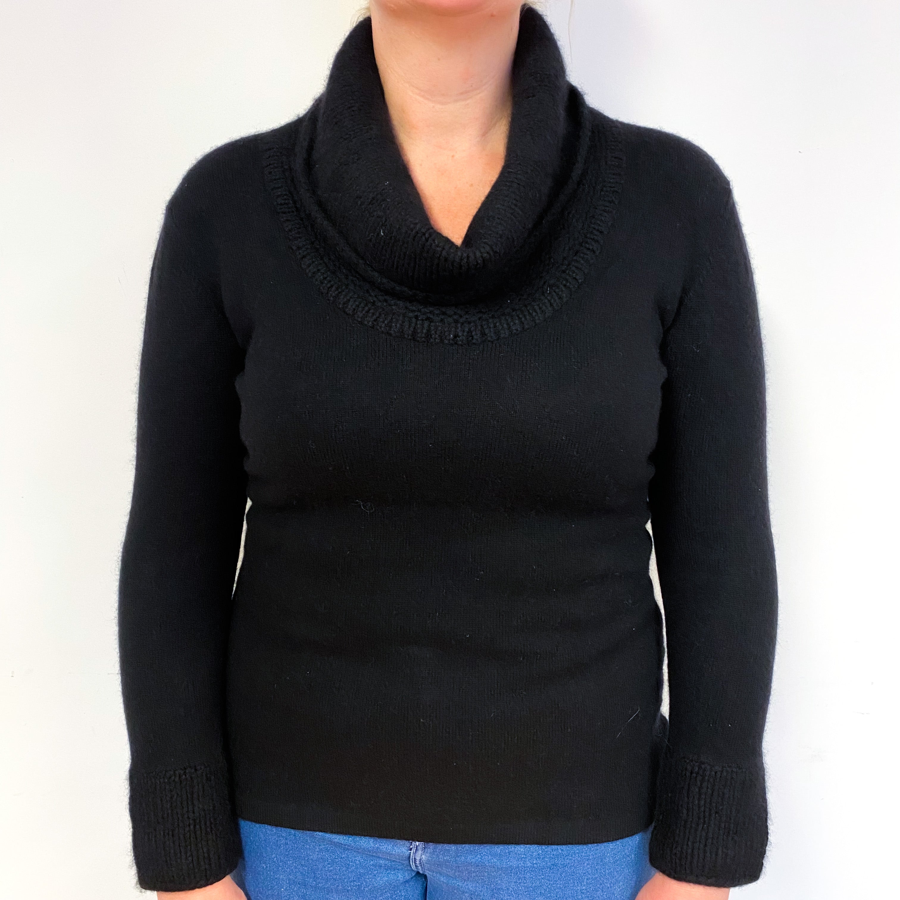 Black Cashmere Cowl Neck Jumper Large