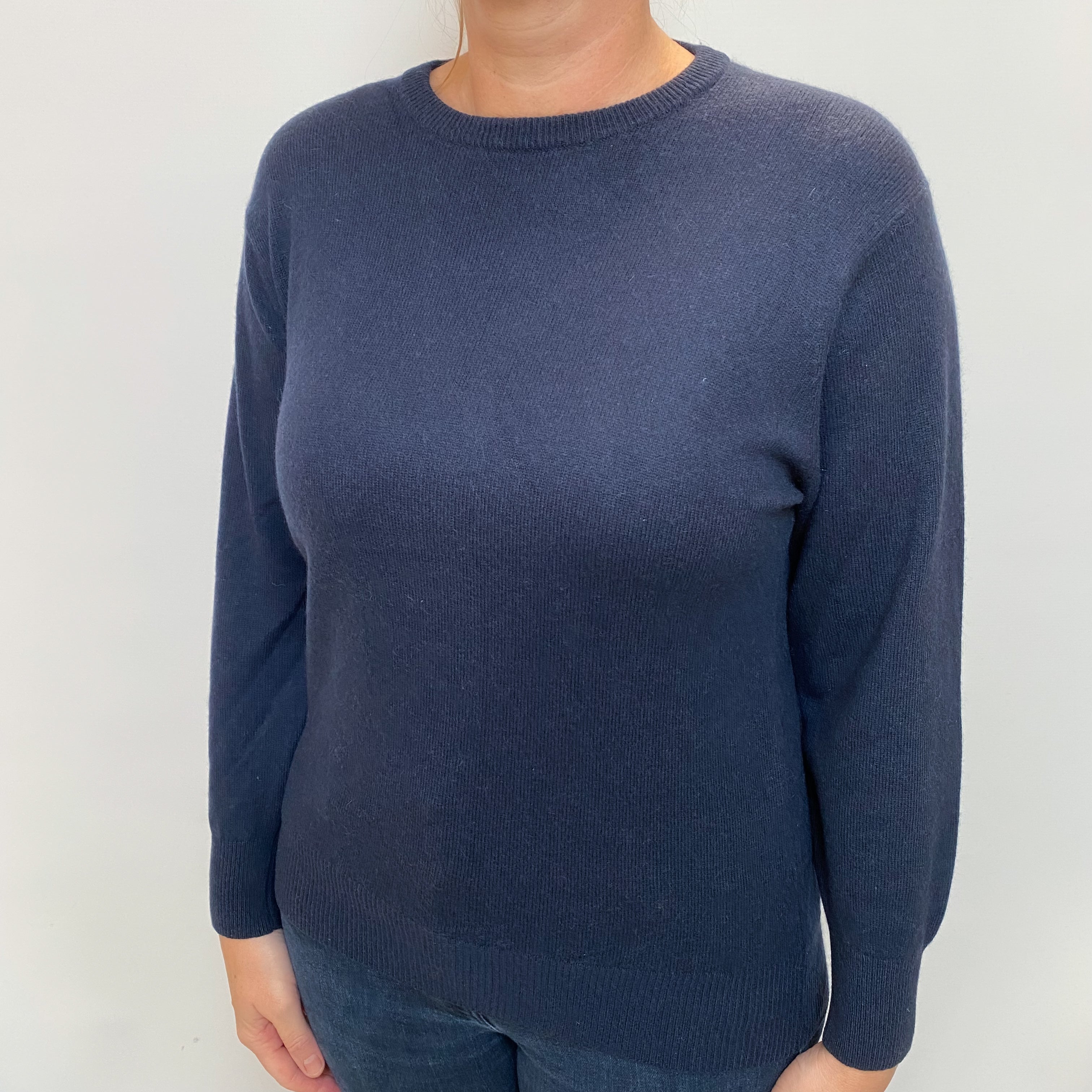 Navy Blue Cashmere Crew Neck Jumper Large