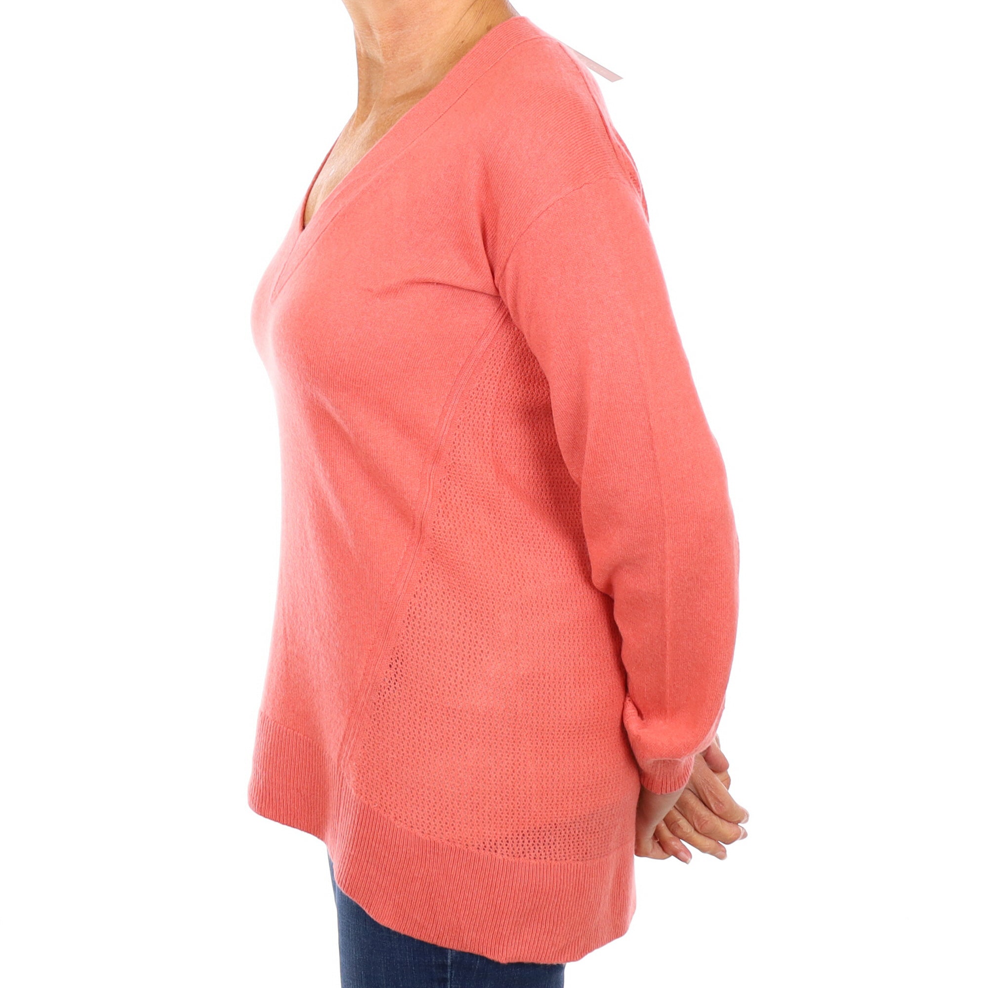 Rag and Bone Coral Pink Cashmere V Neck Jumper Medium