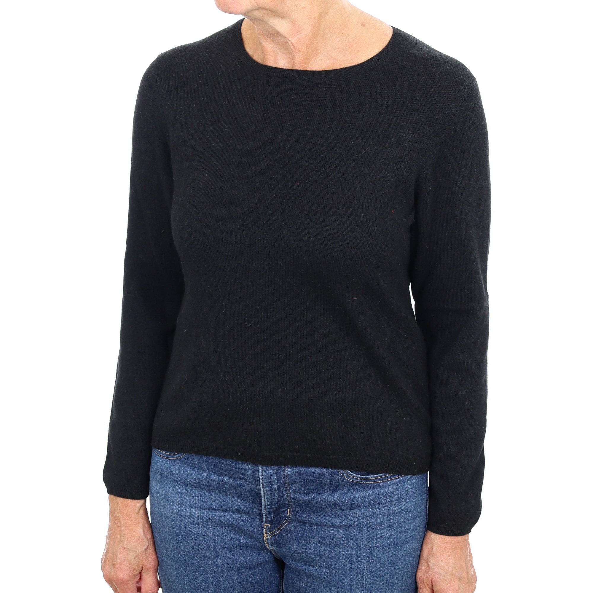 Black Cashmere Crew Neck Jumper Medium
