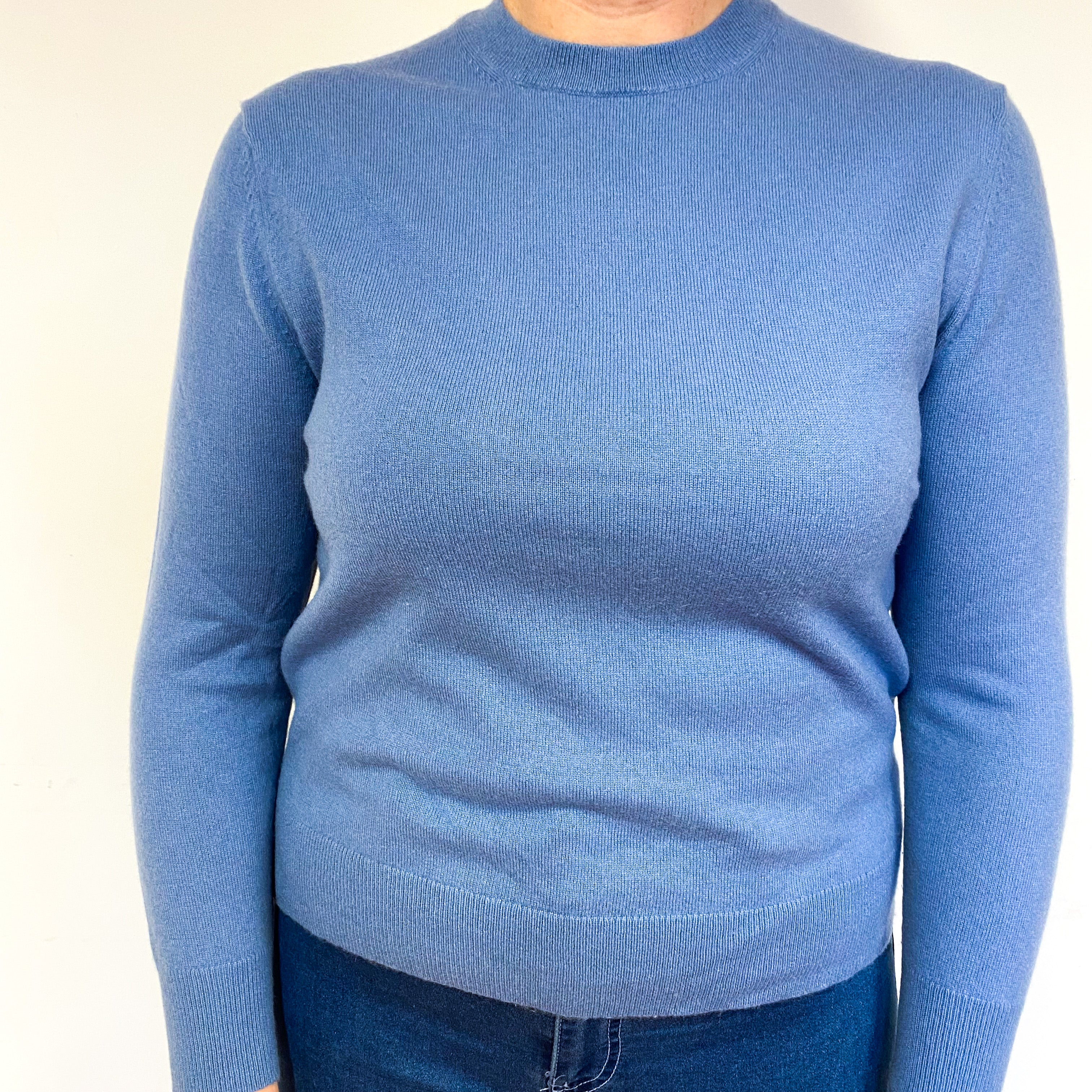 Palest Cornflower Blue Cashmere Crew Neck Jumper Large
