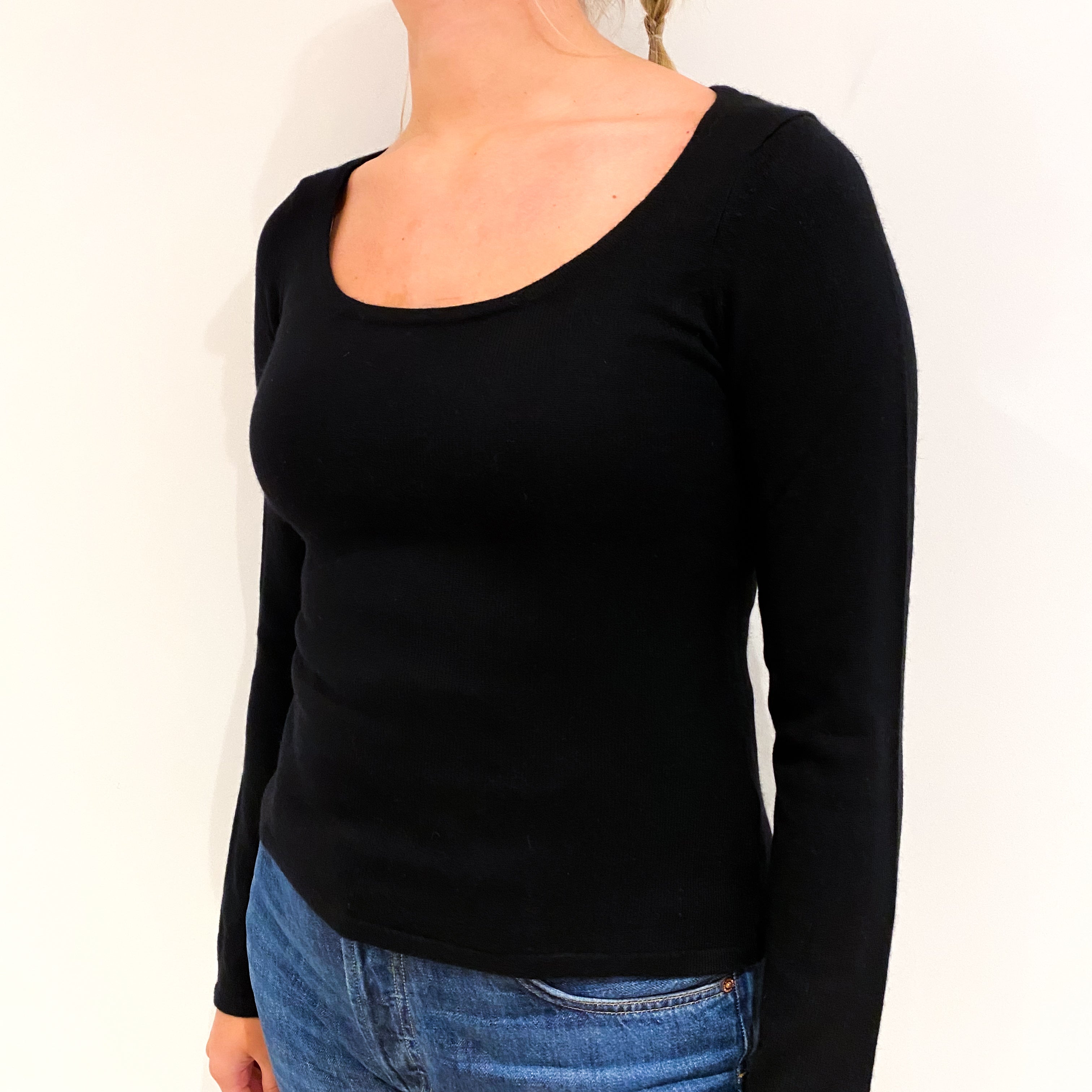 Black Cashmere Scoop Neck Jumper Small