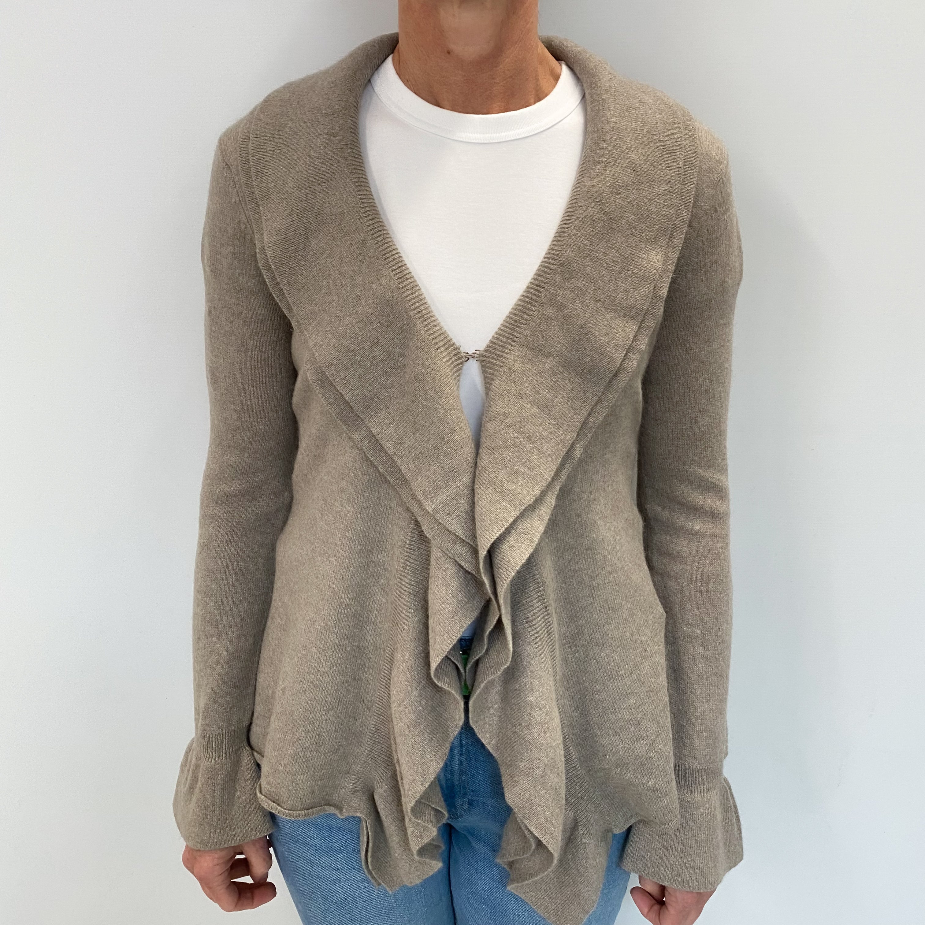 Mink Brown Cashmere Edge To Edge Cardigan Small