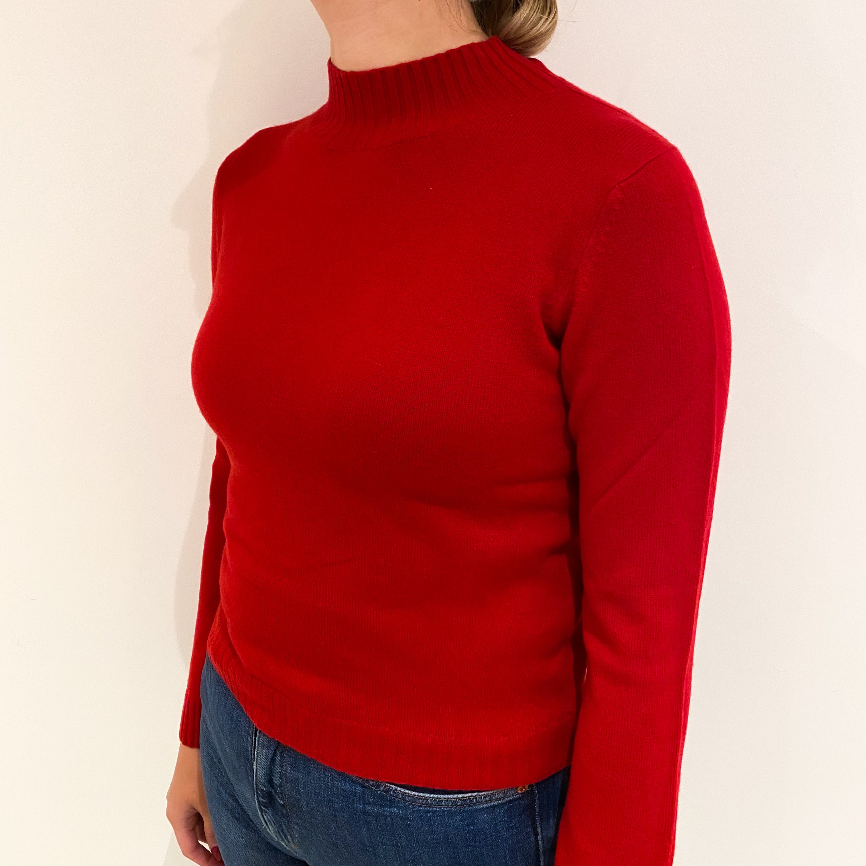 Scarlet Red Cashmere Turtle Neck Jumper Small