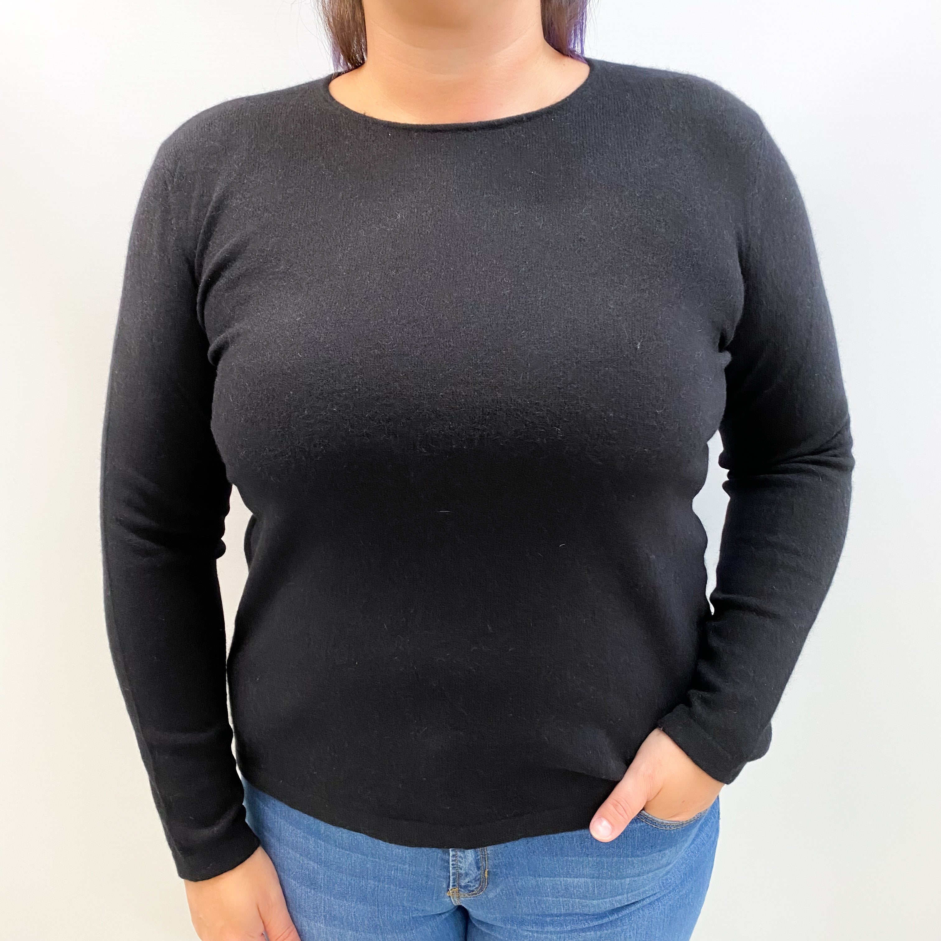 Black Cashmere Crew Neck Jumper Large