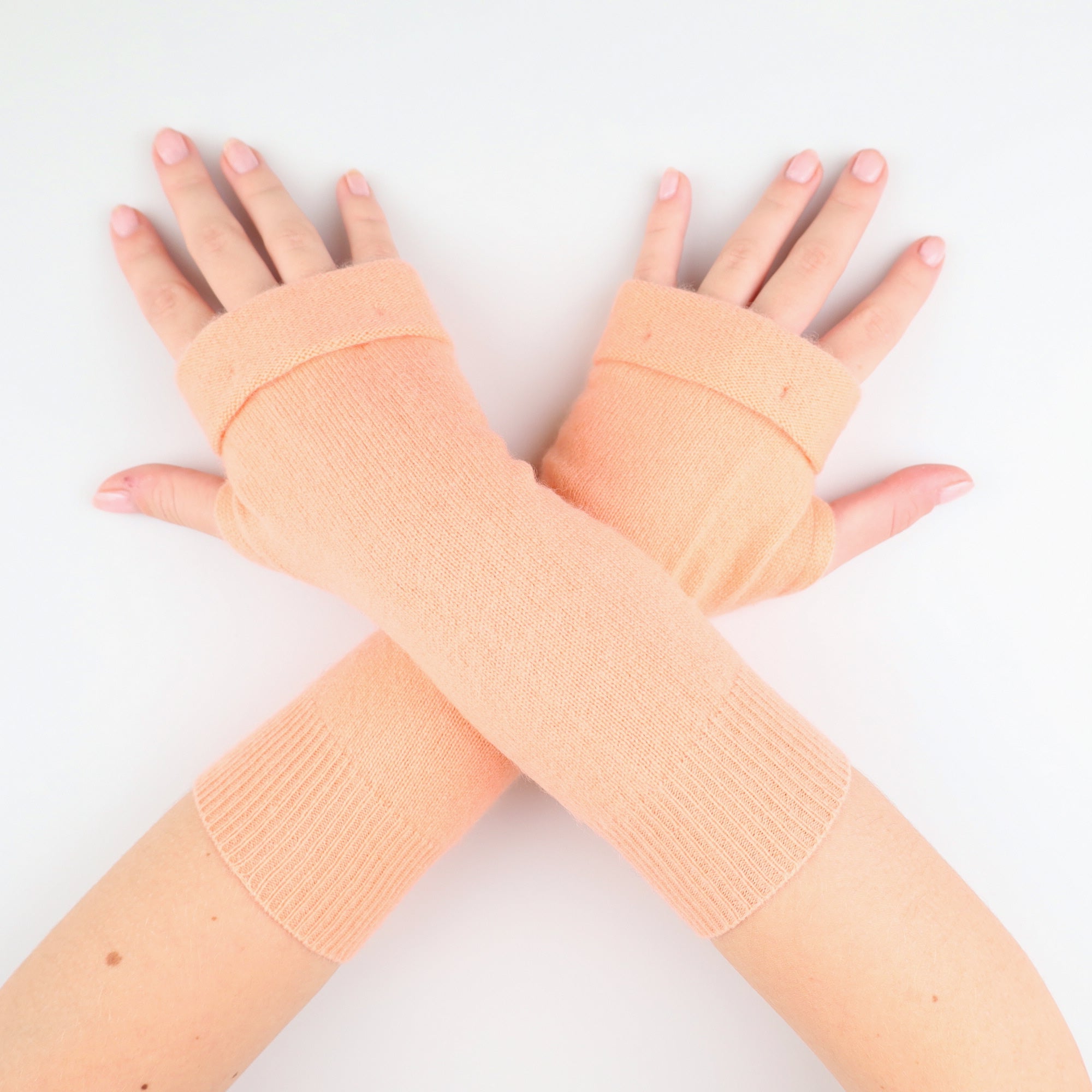 Pale Orange Fingerless Gloves