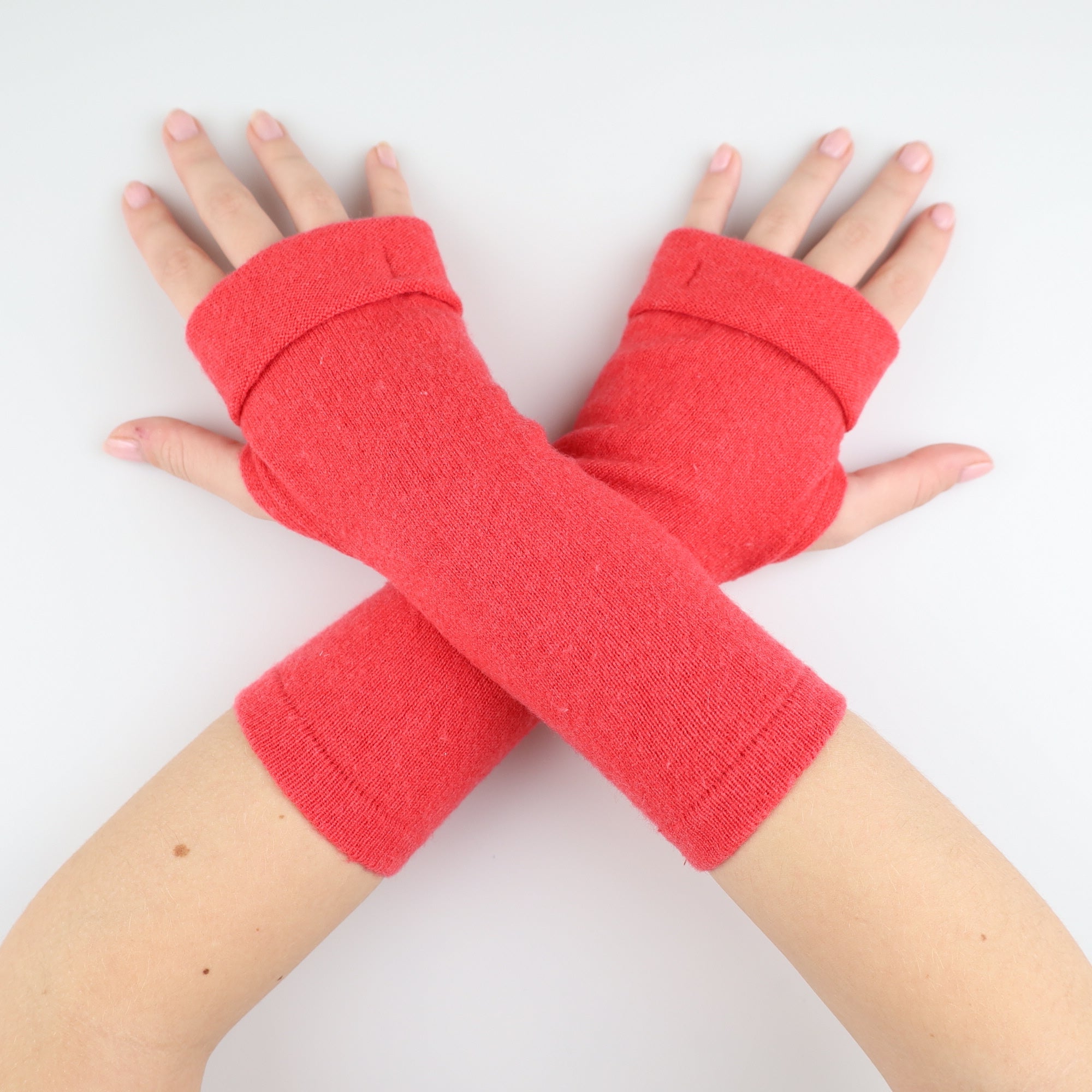 Watermelon Pink Fingerless Gloves