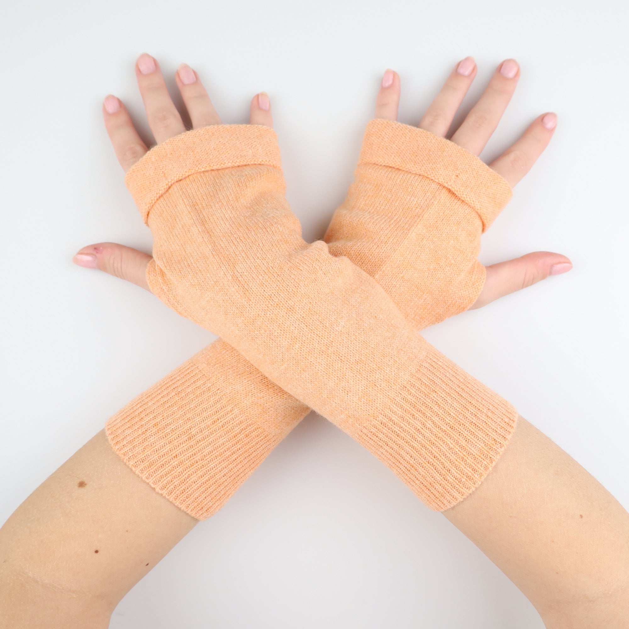 Peach Marl Fingerless Gloves