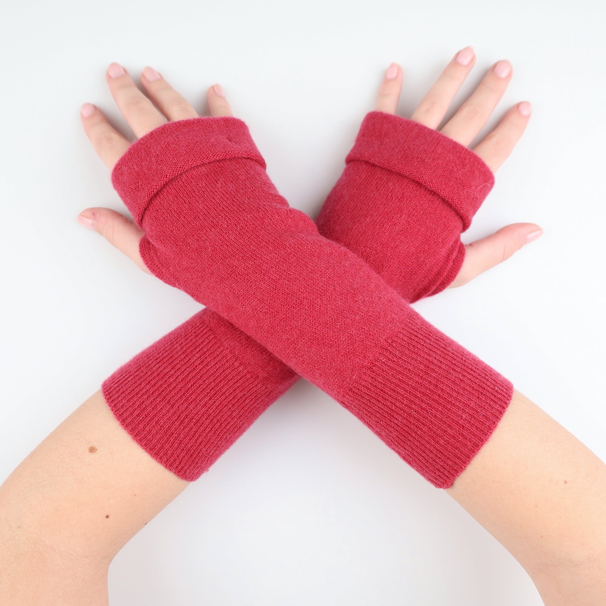 Mulberry Red Fingerless Gloves