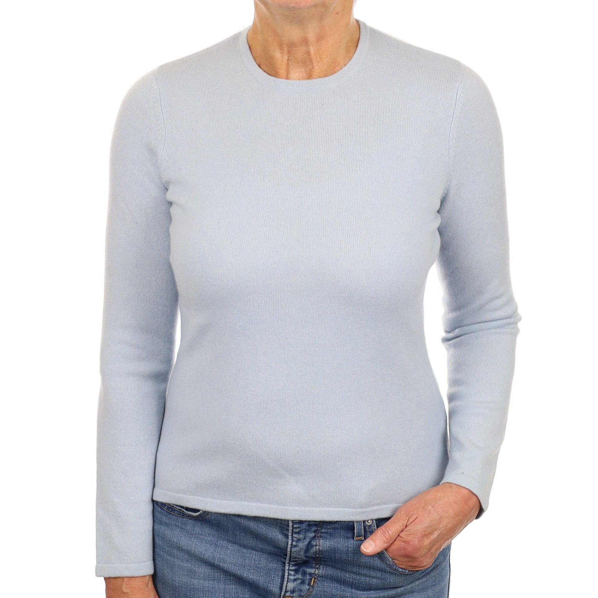 Powder Blue Cashmere Crew Neck Jumper Medium