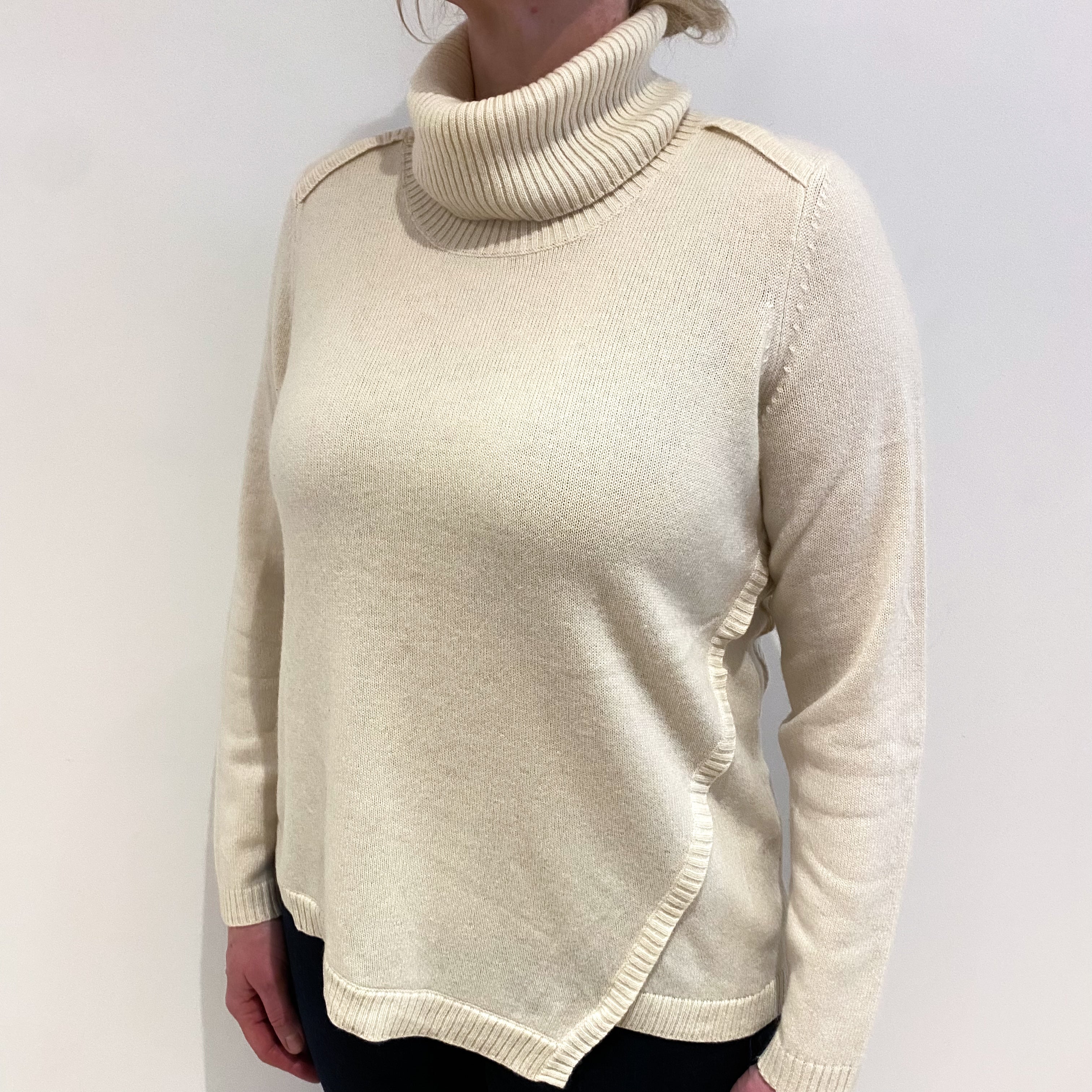 Cream Cashmere Cowl Neck Jumper Large