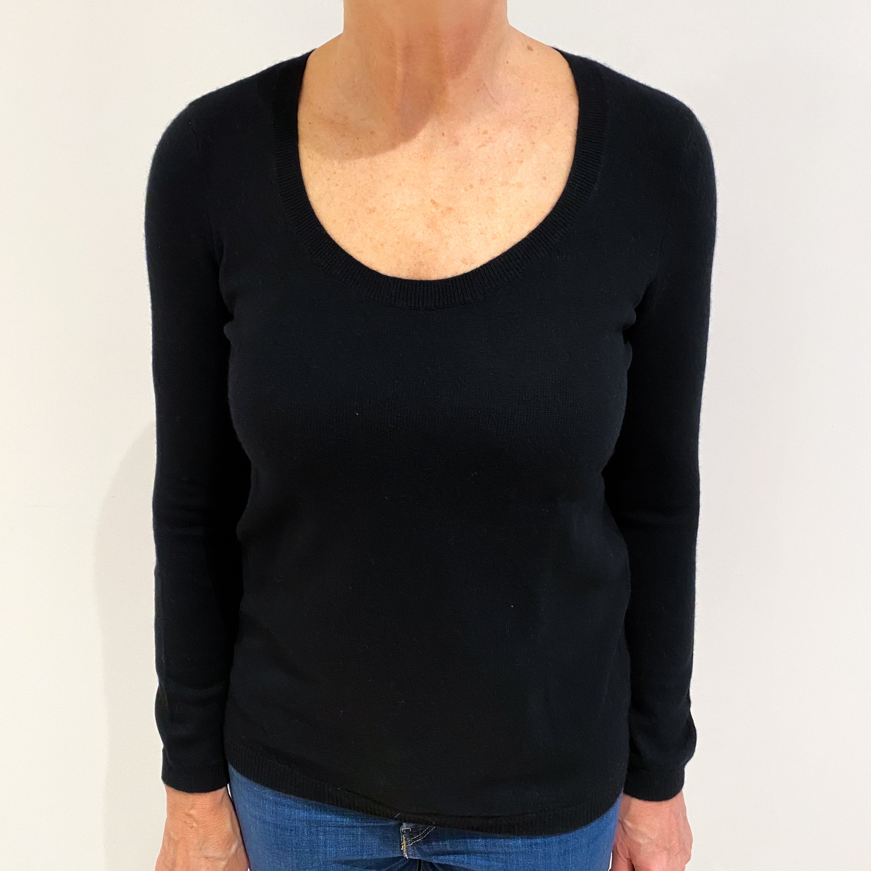 Black Cashmere Scoop Neck Jumper Medium