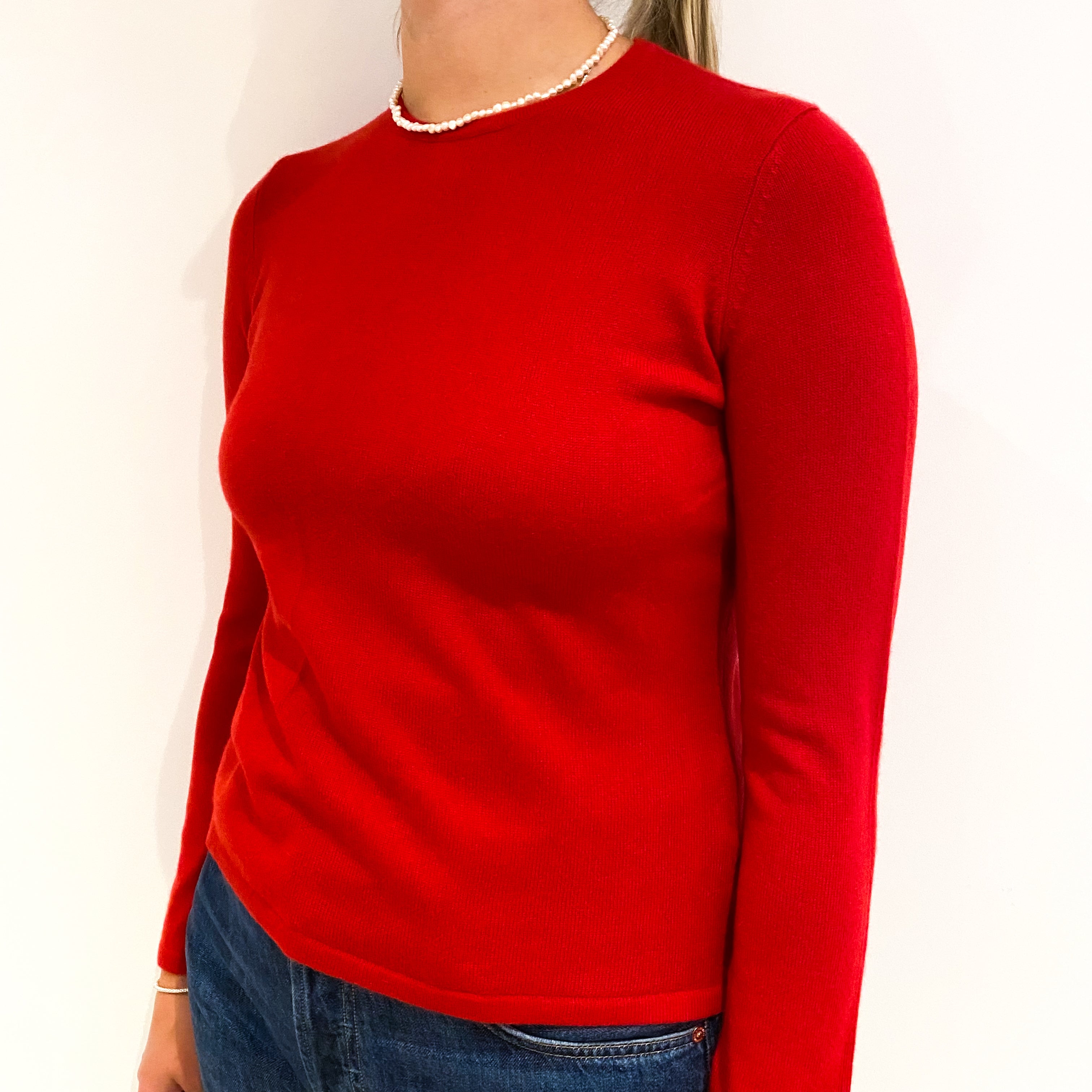 Post Box Red Cashmere Crew Neck Jumper Small