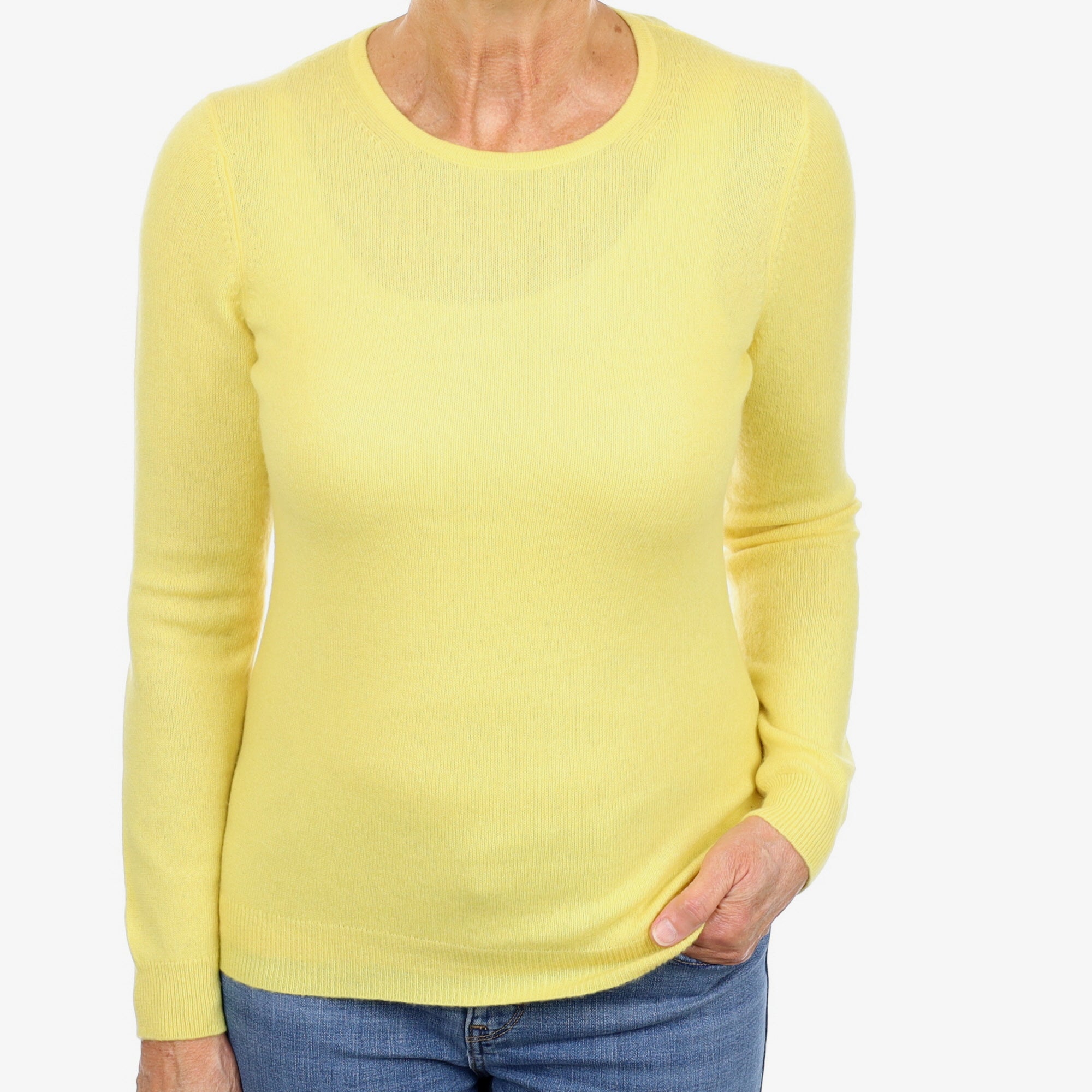 Pineapple Yellow Cashmere Crew Neck Jumper Medium